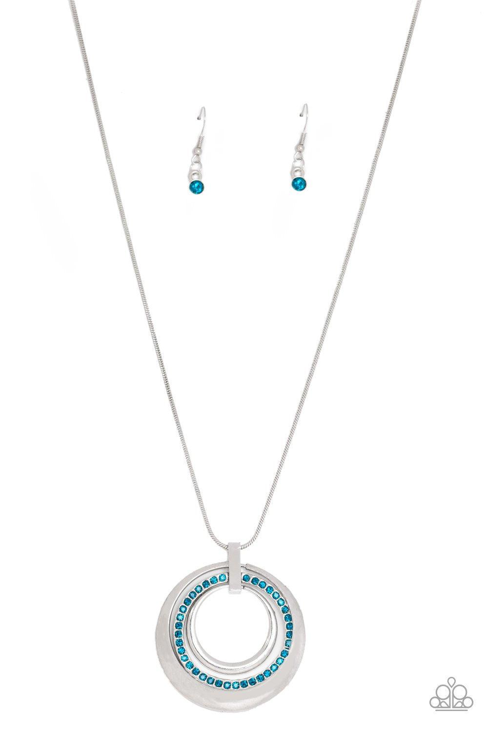 Gather Around Gorgeous Blue and Silver Pendant Necklace - Paparazzi Accessories- lightbox - CarasShop.com - $5 Jewelry by Cara Jewels