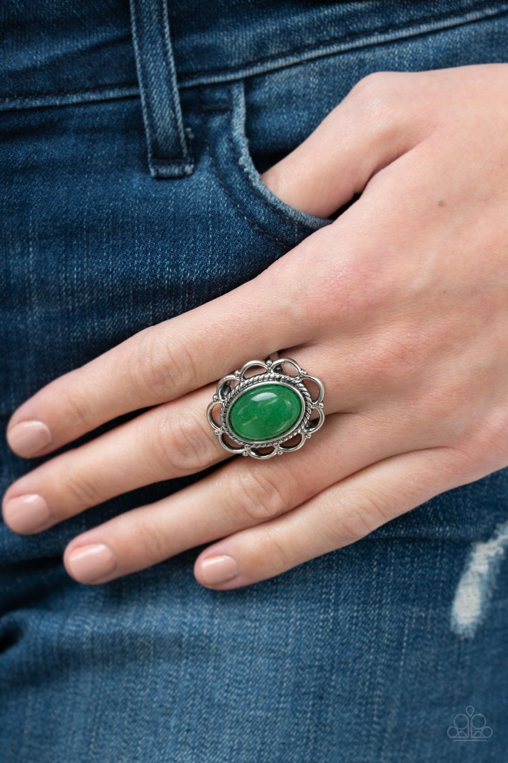 Gemstone Eden Green Jade Stone Ring - Paparazzi Accessories- lightbox - CarasShop.com - $5 Jewelry by Cara Jewels