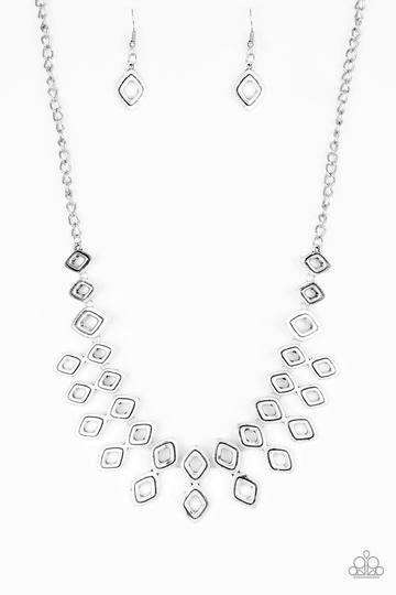 Geocentric Silver Necklace - Paparazzi Accessories - lightbox -CarasShop.com - $5 Jewelry by Cara Jewels