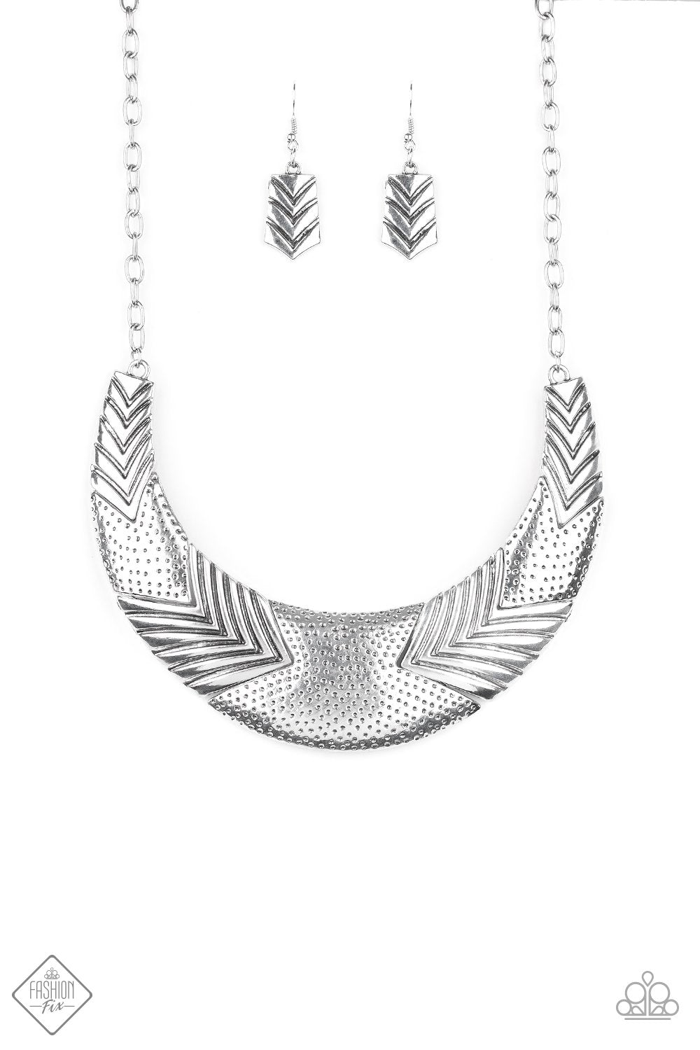Geographic Goddess Silver Necklace - Paparazzi Accessories-CarasShop.com - $5 Jewelry by Cara Jewels