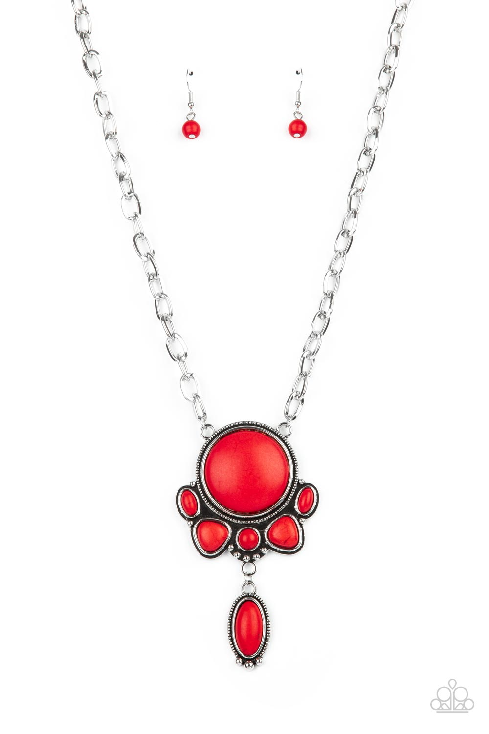 Geographically Gorgeous Red Stone Necklace - Paparazzi Accessories- lightbox - CarasShop.com - $5 Jewelry by Cara Jewels