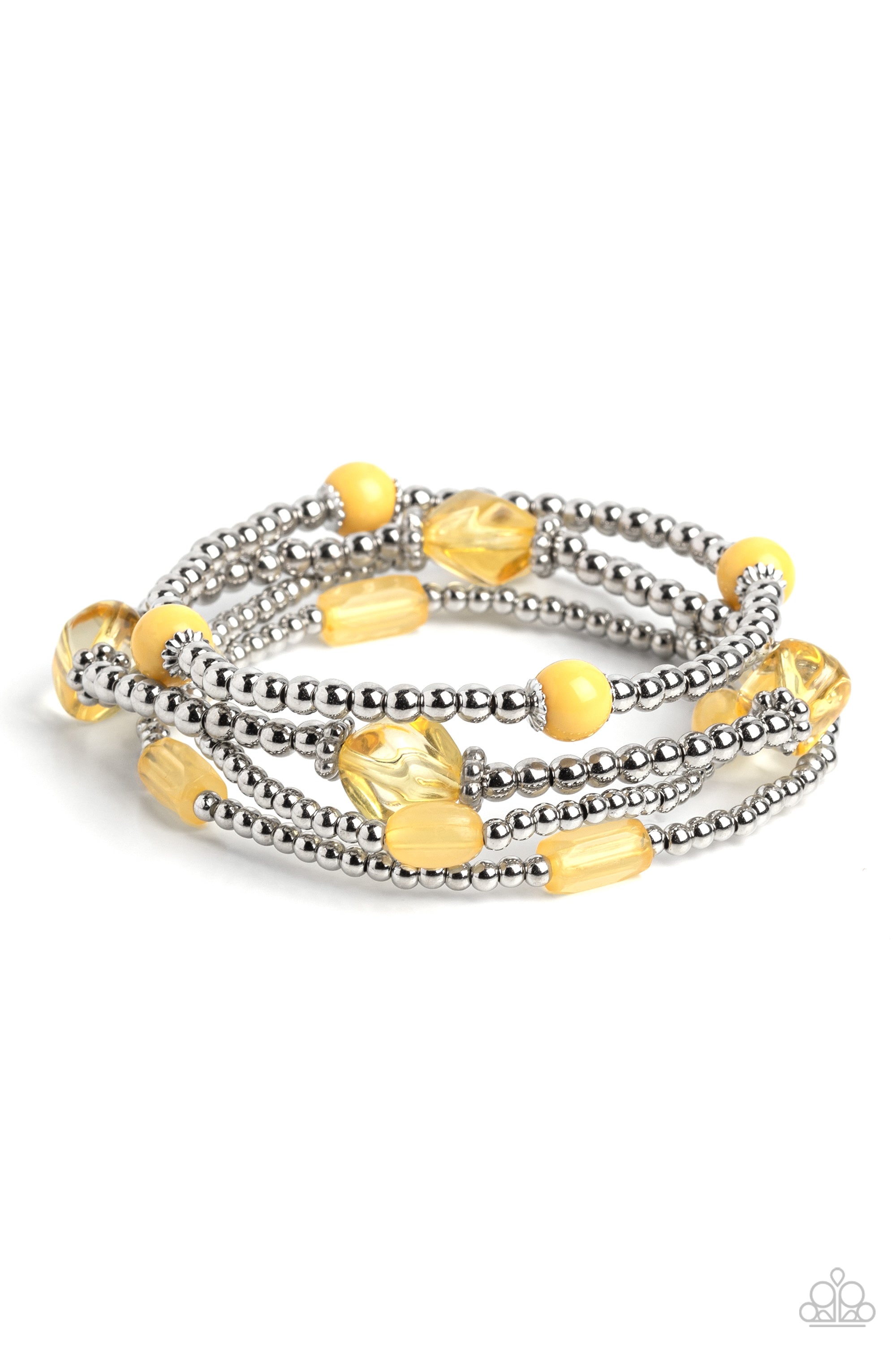 Geometric Guru Yellow Bracelet- lightbox - CarasShop.com - $5 Jewelry by Cara Jewels