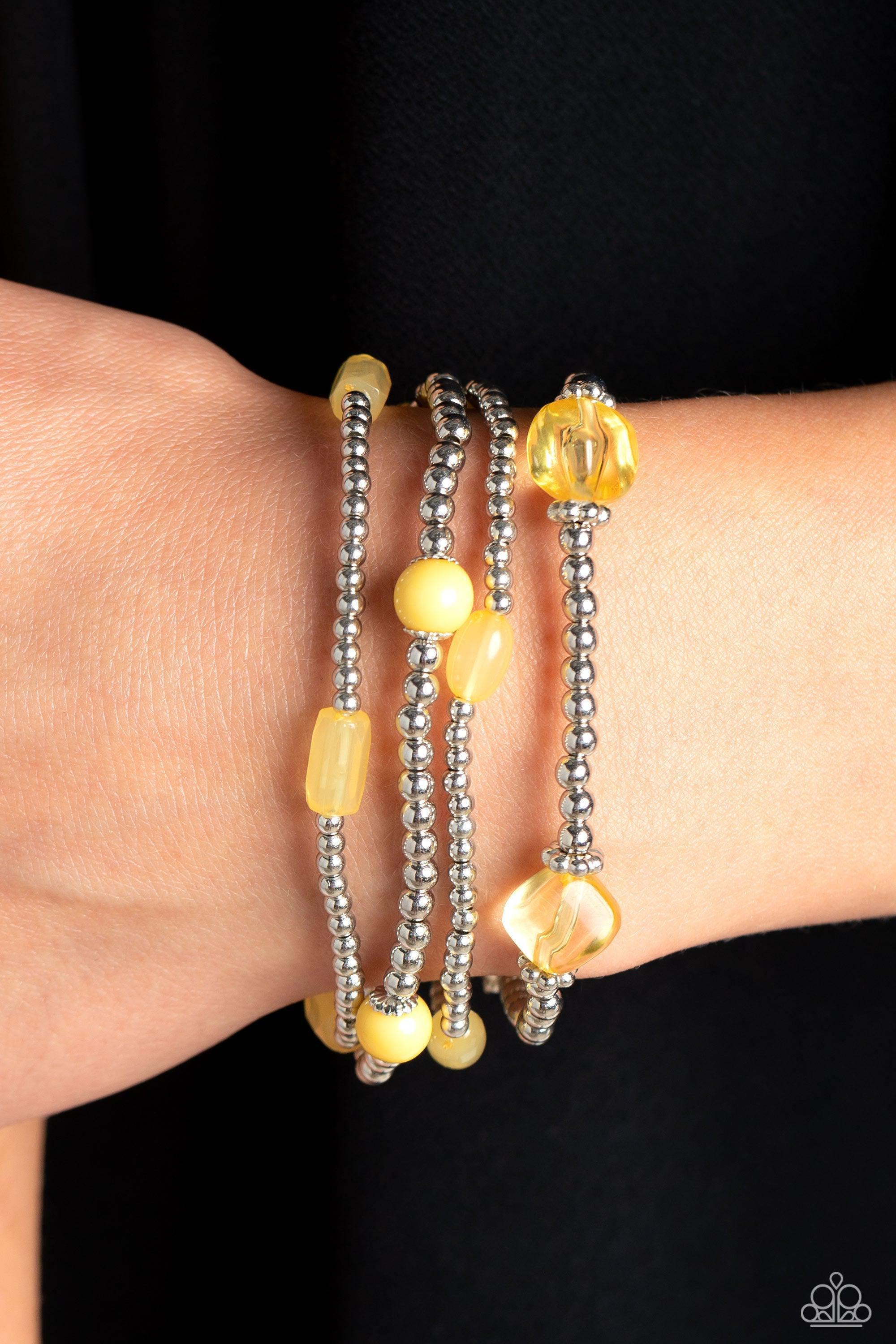 Geometric Guru Yellow Bracelet- lightbox - CarasShop.com - $5 Jewelry by Cara Jewels
