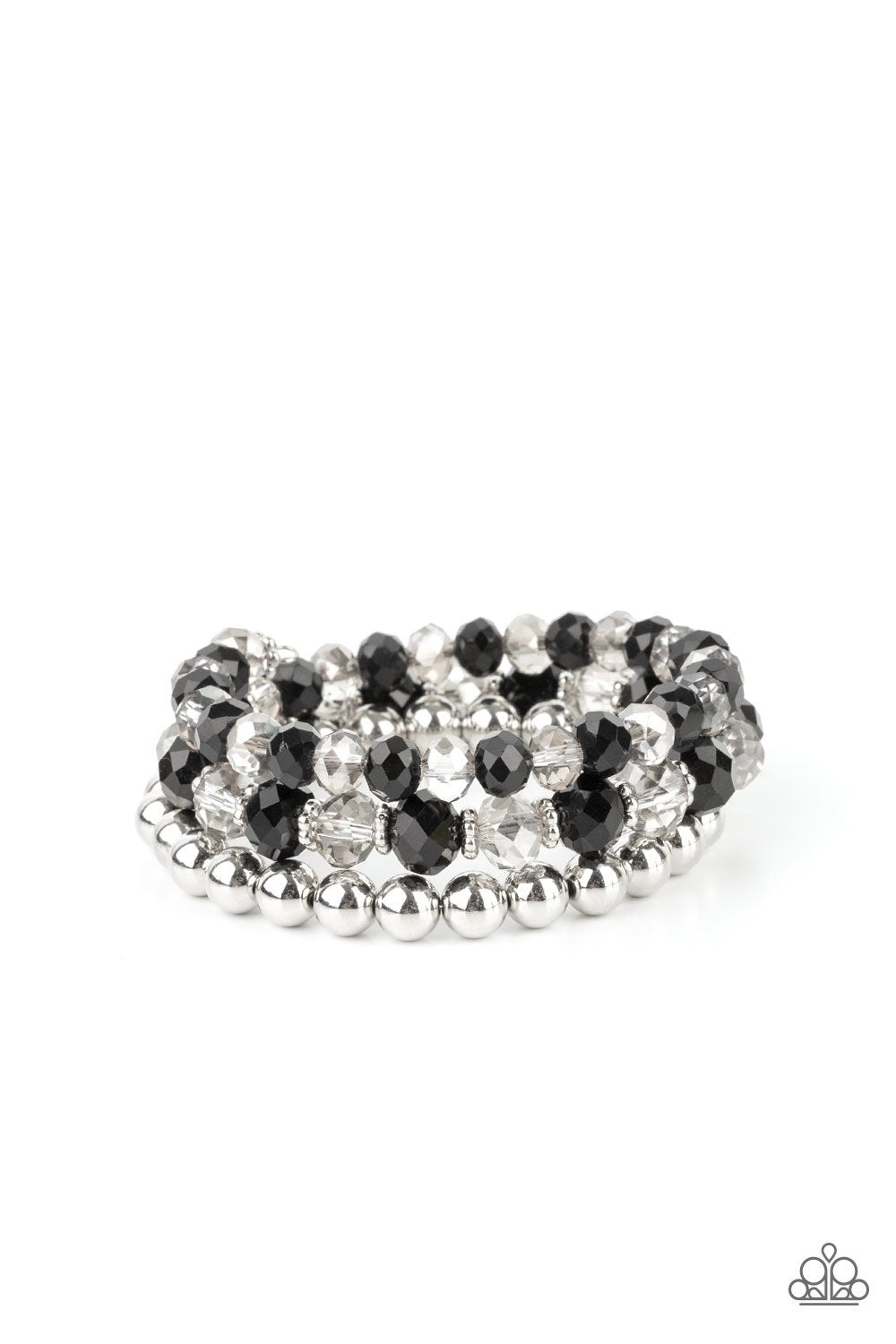 Gimme Gimme Black, Smoky and Silver Infinity Wrap Bracelet - Paparazzi Accessories 2021 Convention Exclusive- lightbox - CarasShop.com - $5 Jewelry by Cara Jewels