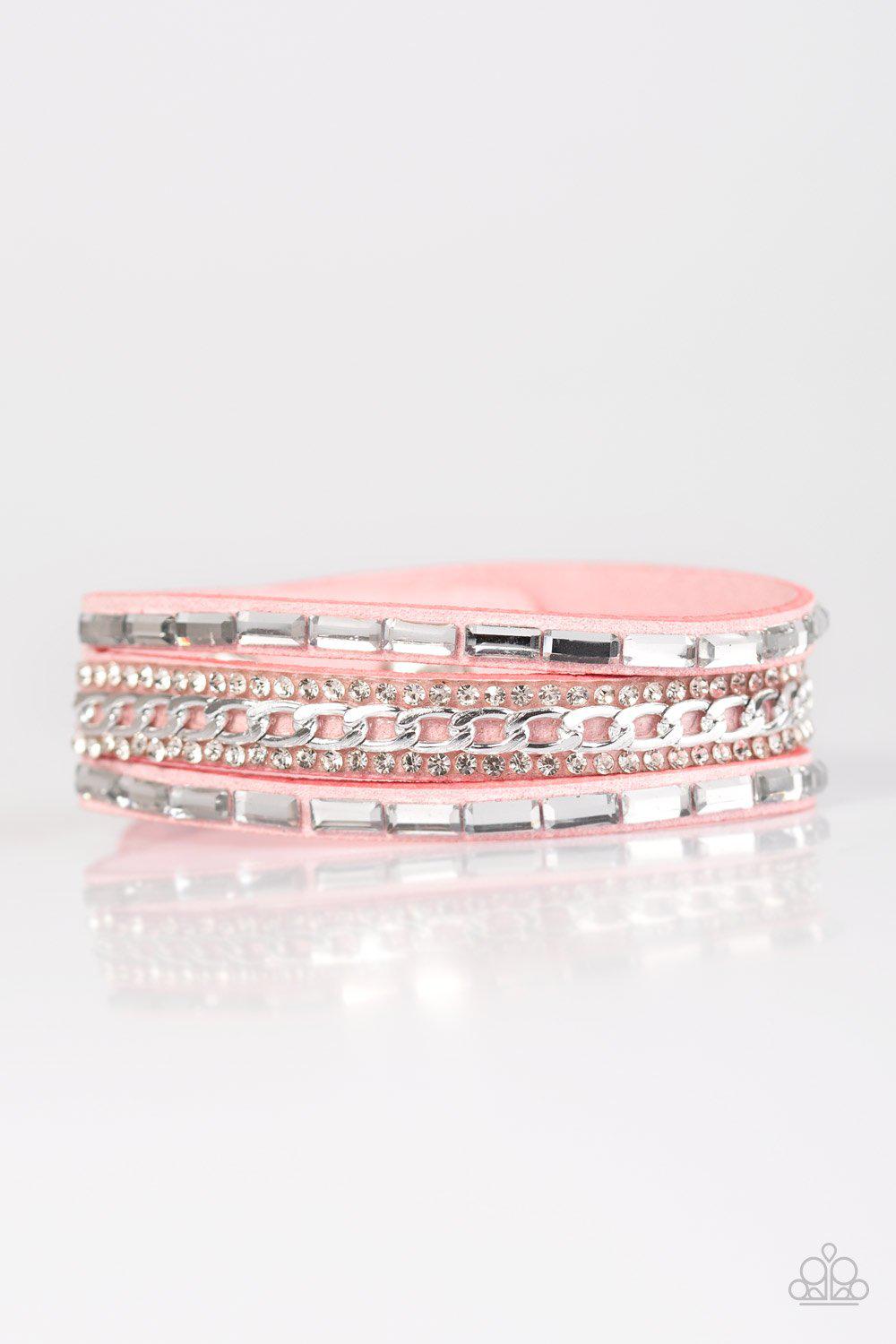 Girl Hustle Pink Wrap Snap Bracelet - Paparazzi Accessories-CarasShop.com - $5 Jewelry by Cara Jewels