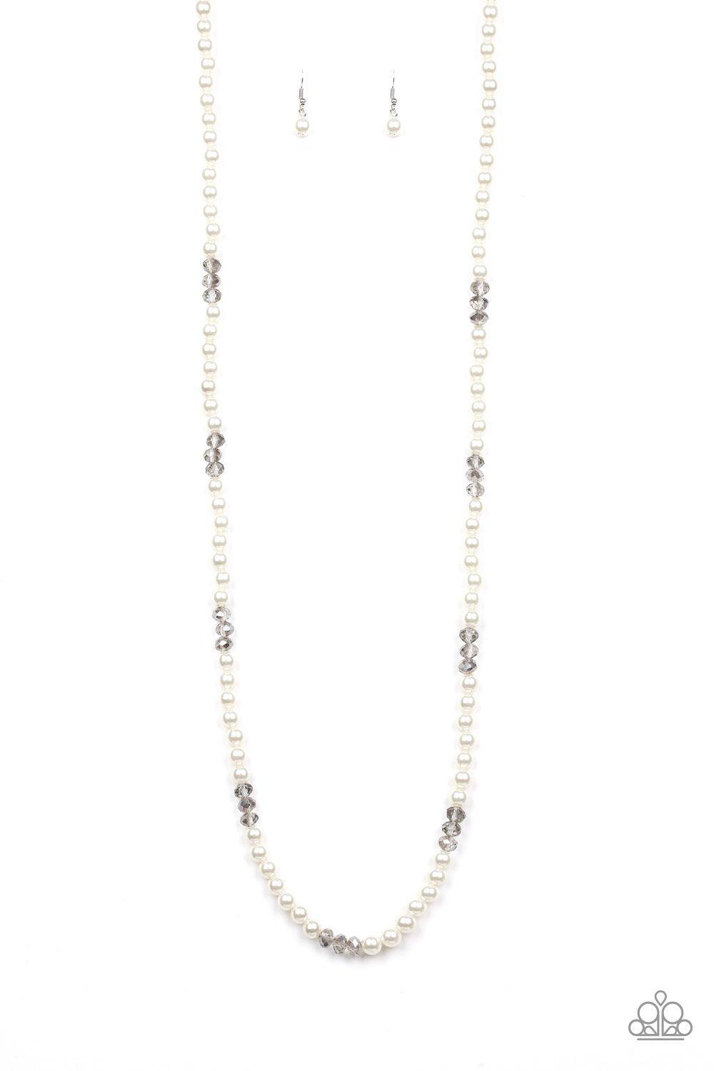 Girls Have More FUNDS White Pearl Necklace - Paparazzi Accessories - lightbox -CarasShop.com - $5 Jewelry by Cara Jewels