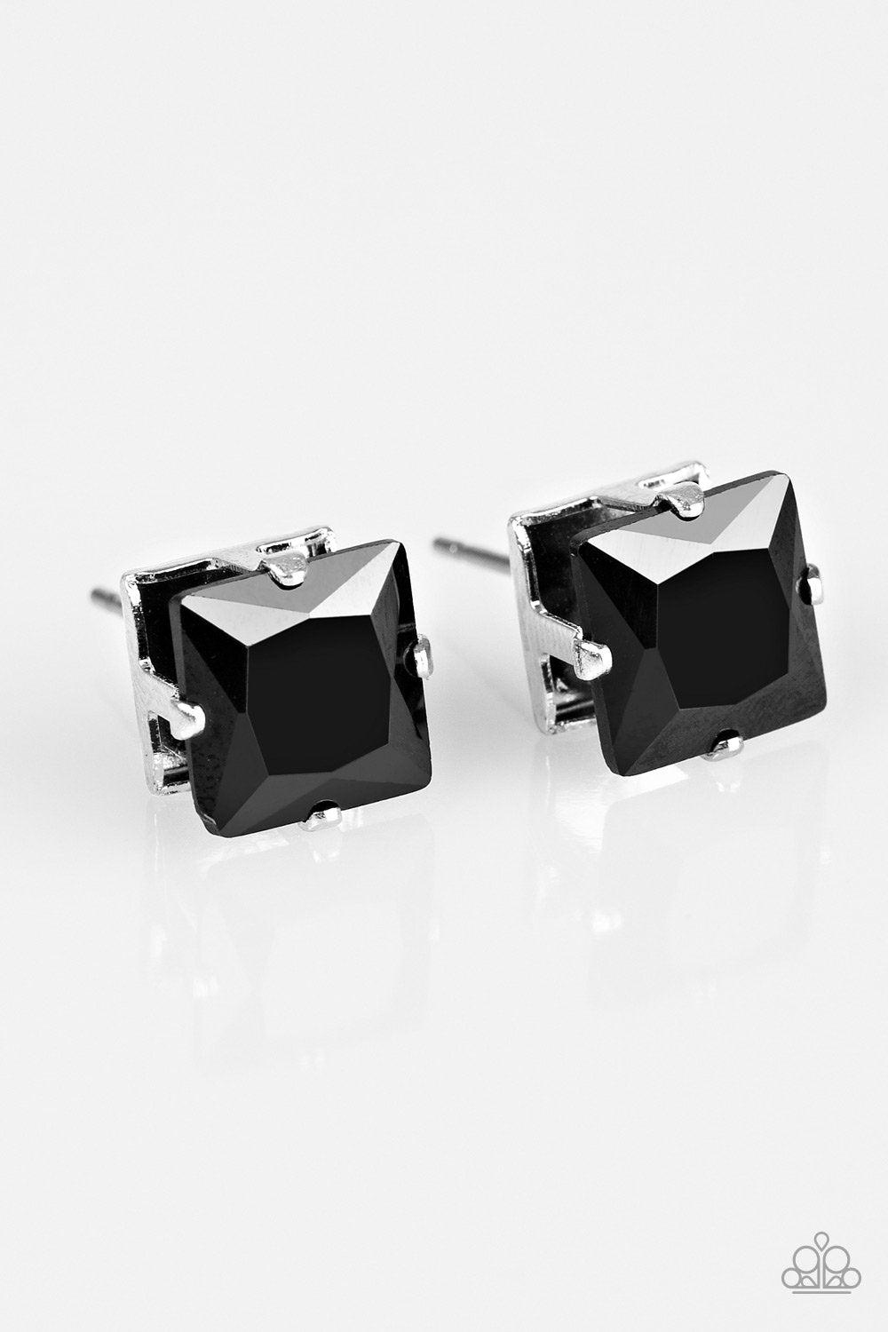 Girls Will Be Girls Black Post Earrings - Paparazzi Accessories-CarasShop.com - $5 Jewelry by Cara Jewels