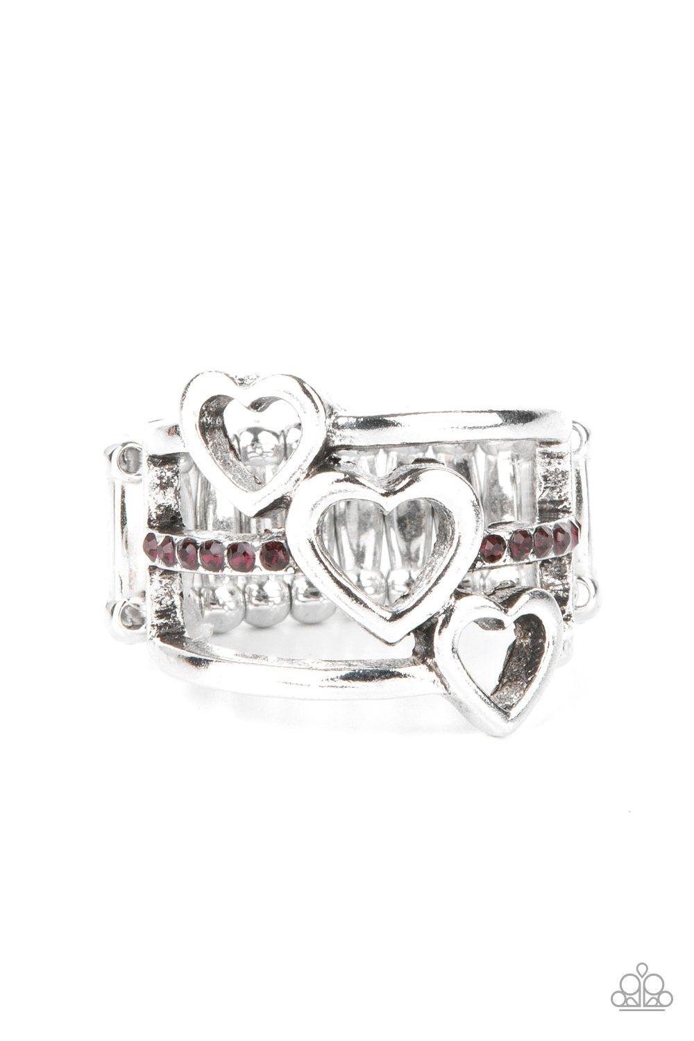 Give Me AMOR Purple Rhinestone Heart Ring - Paparazzi Accessories- lightbox - CarasShop.com - $5 Jewelry by Cara Jewels