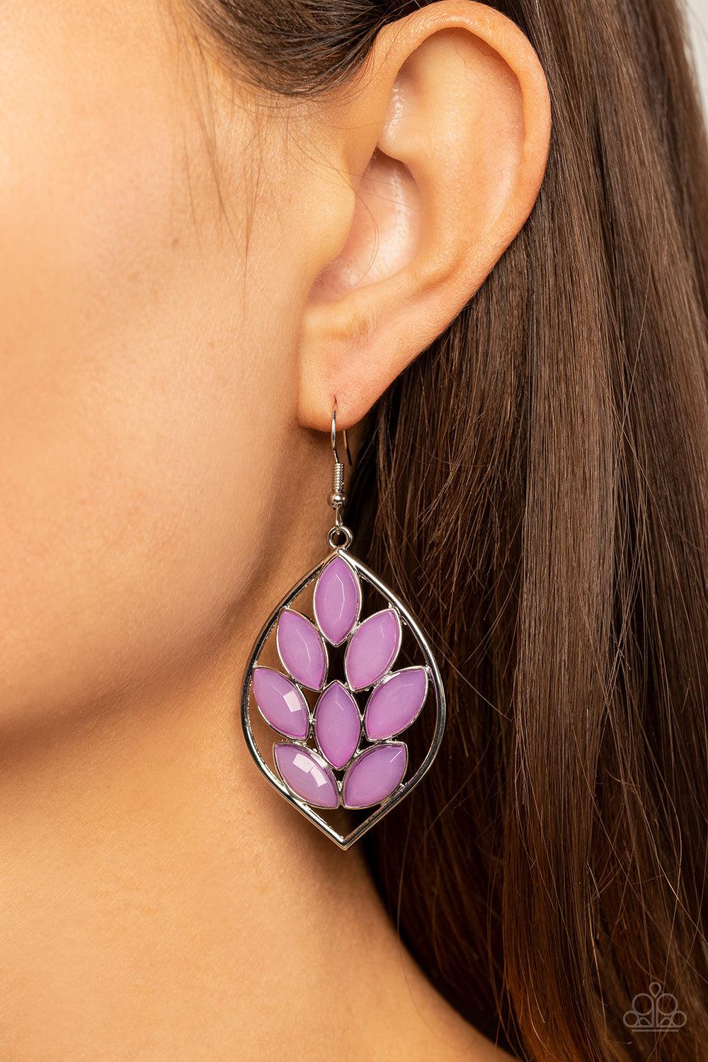Glacial Glades Purple Earrings - Paparazzi Accessories-on model - CarasShop.com - $5 Jewelry by Cara Jewels