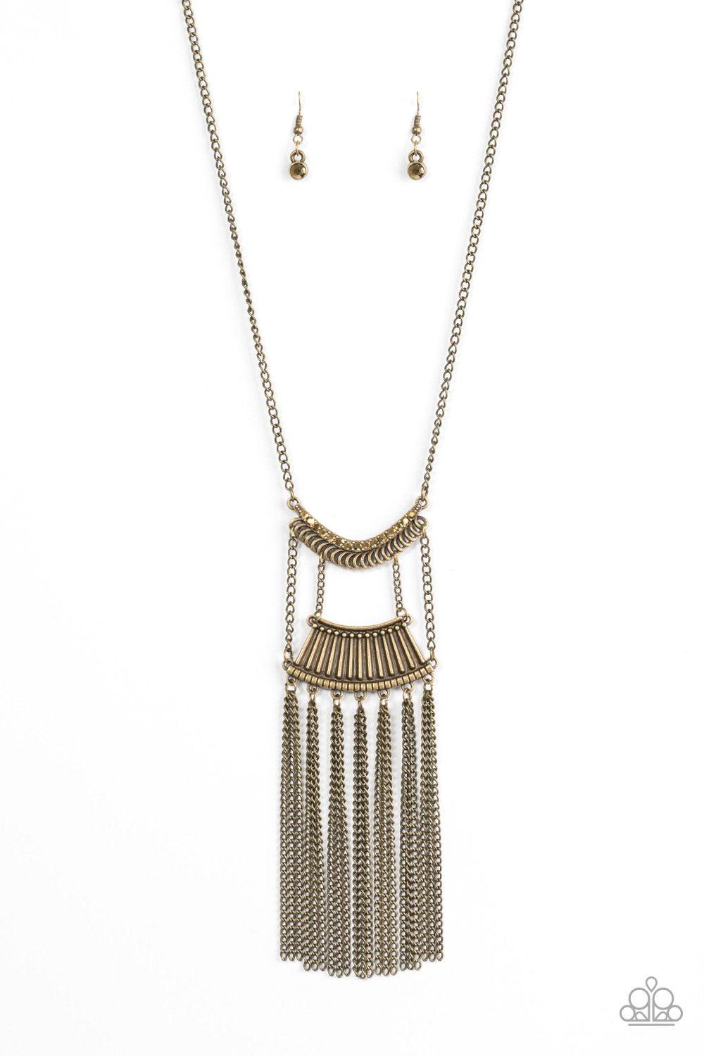 Glam Goddess Brass Necklace - Paparazzi Accessories-CarasShop.com - $5 Jewelry by Cara Jewels