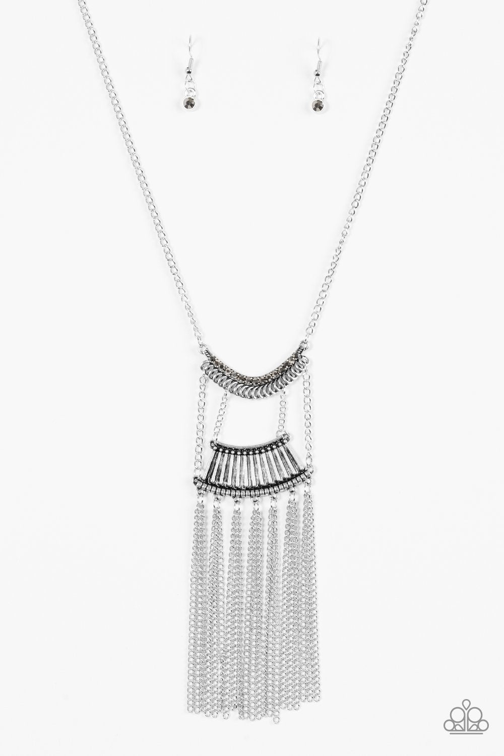 Glam Goddess Silver Necklace - Paparazzi Accessories-CarasShop.com - $5 Jewelry by Cara Jewels