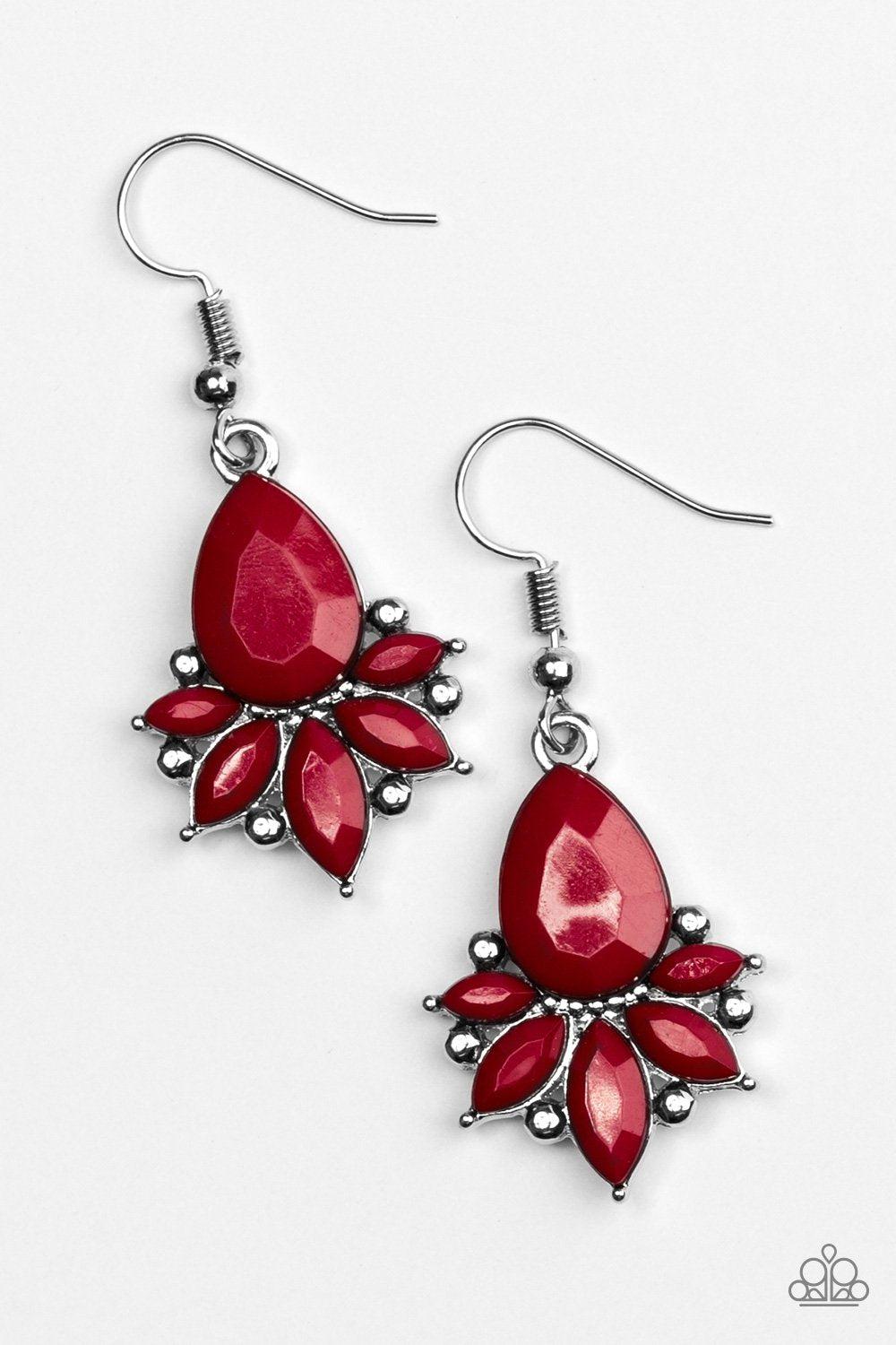 GLAM Up! Red Earrings - Paparazzi Accessories-CarasShop.com - $5 Jewelry by Cara Jewels