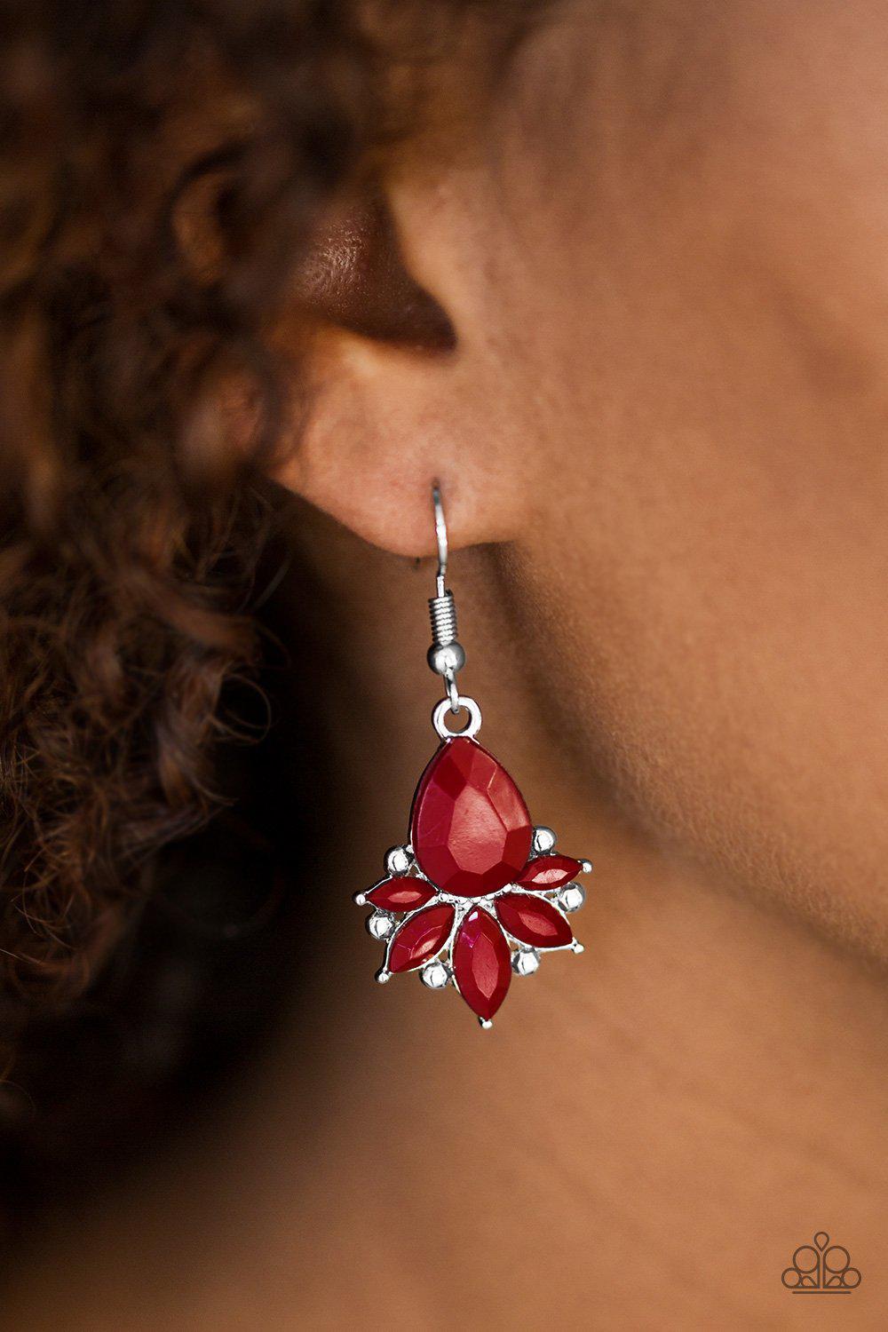 GLAM Up! Red Earrings - Paparazzi Accessories-CarasShop.com - $5 Jewelry by Cara Jewels