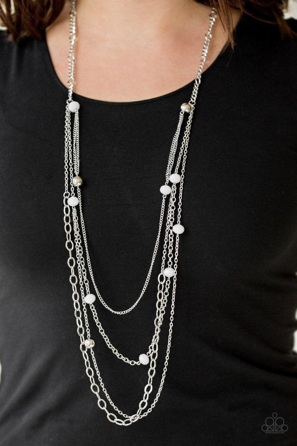 Glamour Grotto White Necklace - Paparazzi Accessories-CarasShop.com - $5 Jewelry by Cara Jewels