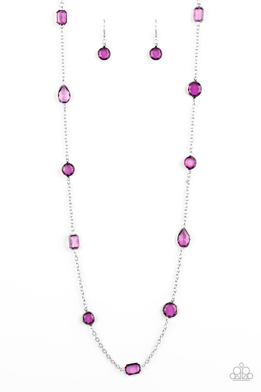 Glassy Glamorous Purple and Silver Necklace - Paparazzi Accessories - lightbox -CarasShop.com - $5 Jewelry by Cara Jewels