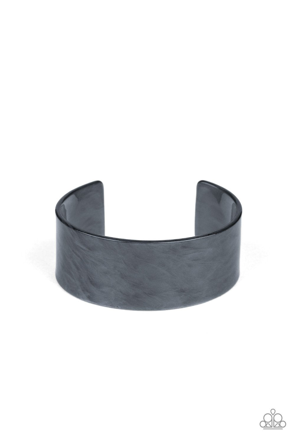 Glaze Over Silver Shimmer Acrylic Cuff Bracelet - Paparazzi Accessories-CarasShop.com - $5 Jewelry by Cara Jewels