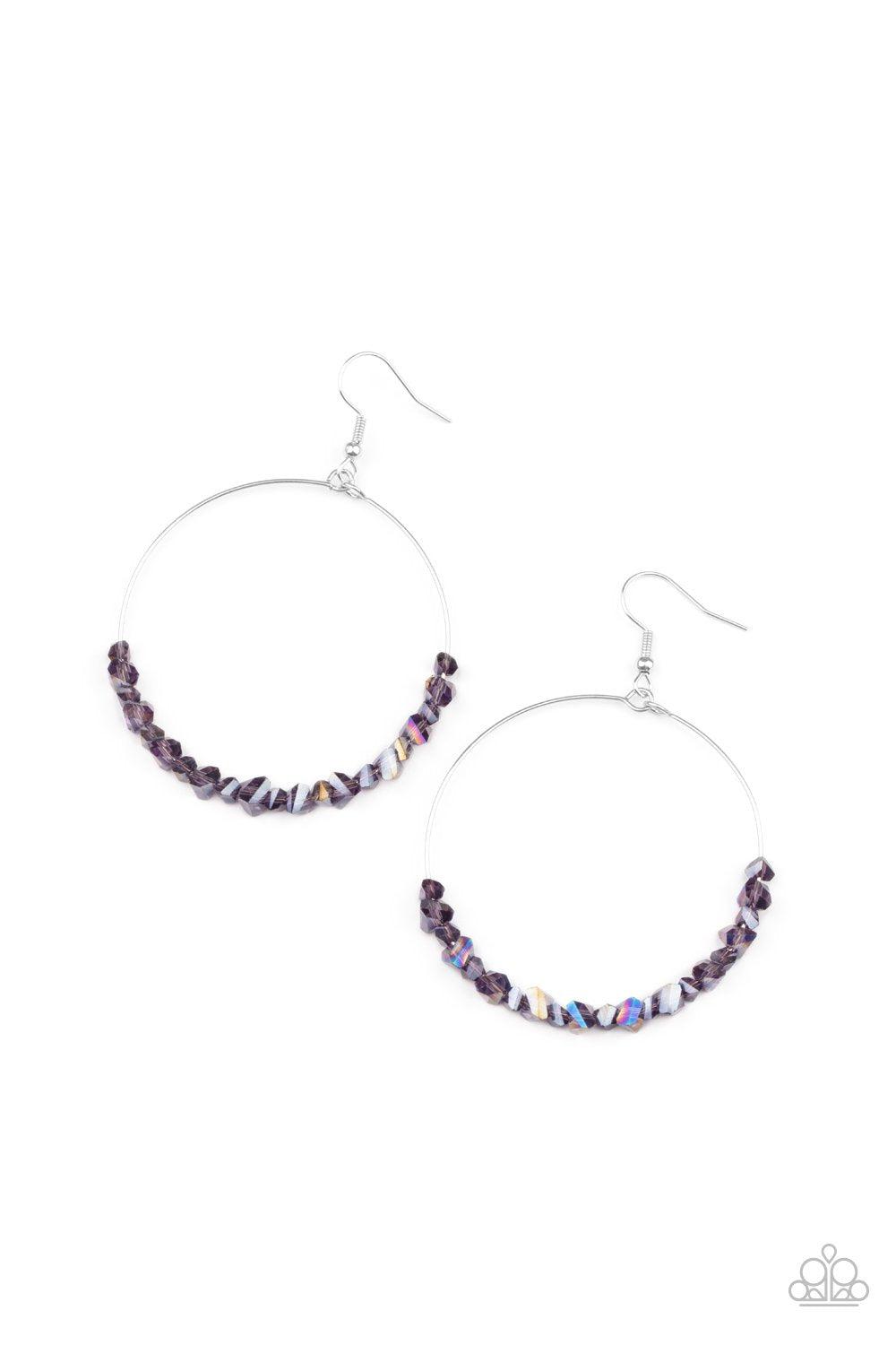 Glimmering Go-Getter Purple Iridescent Stone Earrings - Paparazzi Accessories - lightbox -CarasShop.com - $5 Jewelry by Cara Jewels