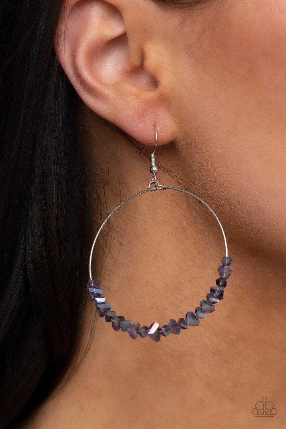 Glimmering Go-Getter Purple Iridescent Stone Earrings - Paparazzi Accessories - model -CarasShop.com - $5 Jewelry by Cara Jewels