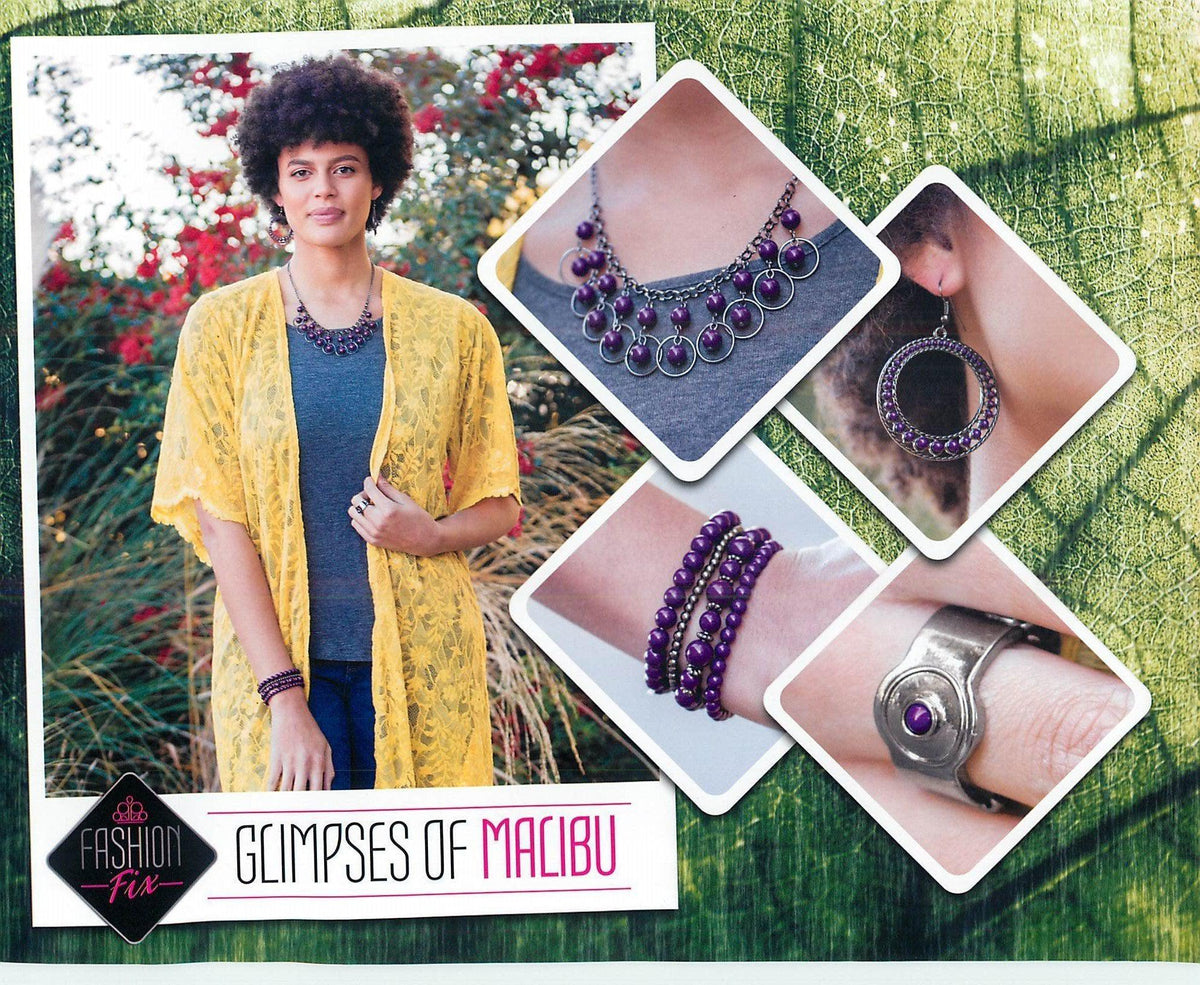 Glimpses of Malibu Complete Trend Blend (4 pc set) January 2019 - Paparazzi Accessories Fashion Fix-Set-CarasShop.com - $5 Jewelry by Cara Jewels