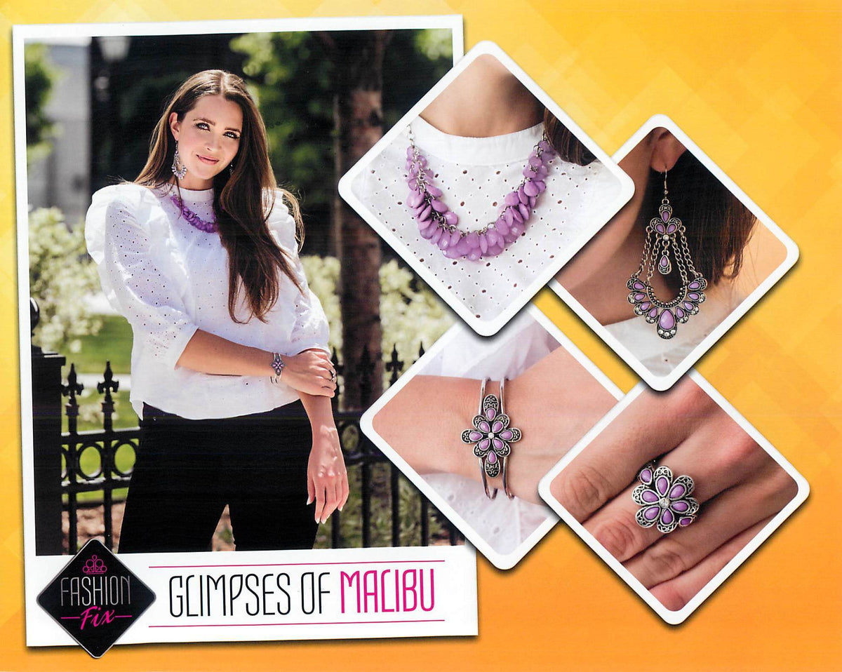 Glimpses of Malibu Complete Trend Blend (4 pc set) July 2020 - Paparazzi Accessories Fashion Fix-Set-CarasShop.com - $5 Jewelry by Cara Jewels