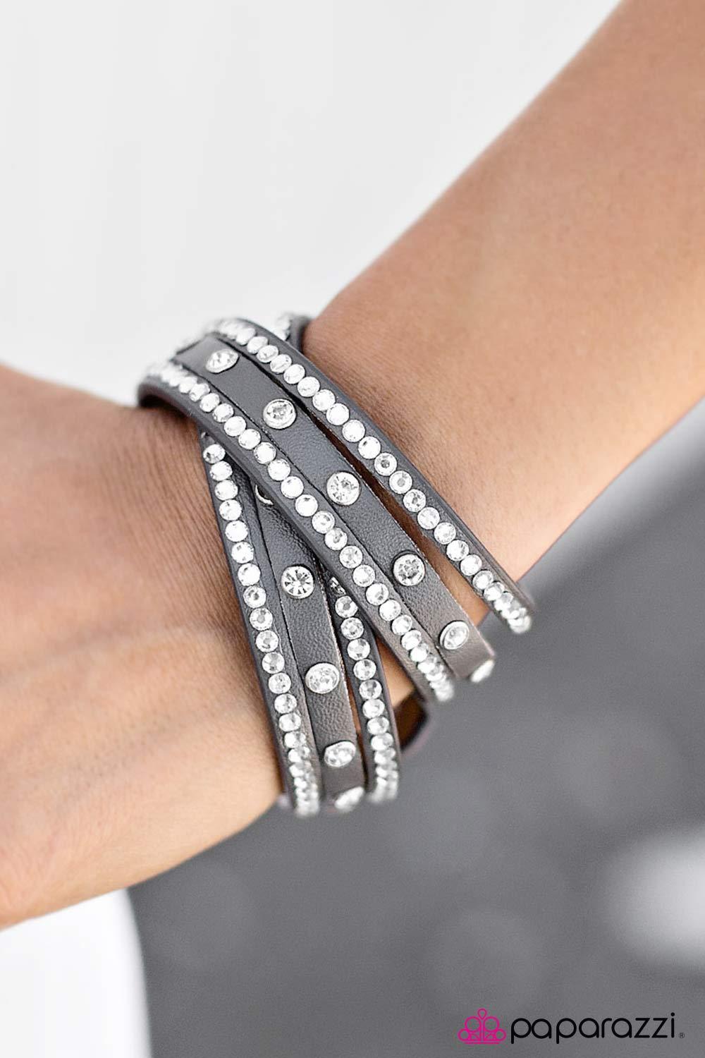 Rhinestone Double Wrap Snap Bracelet