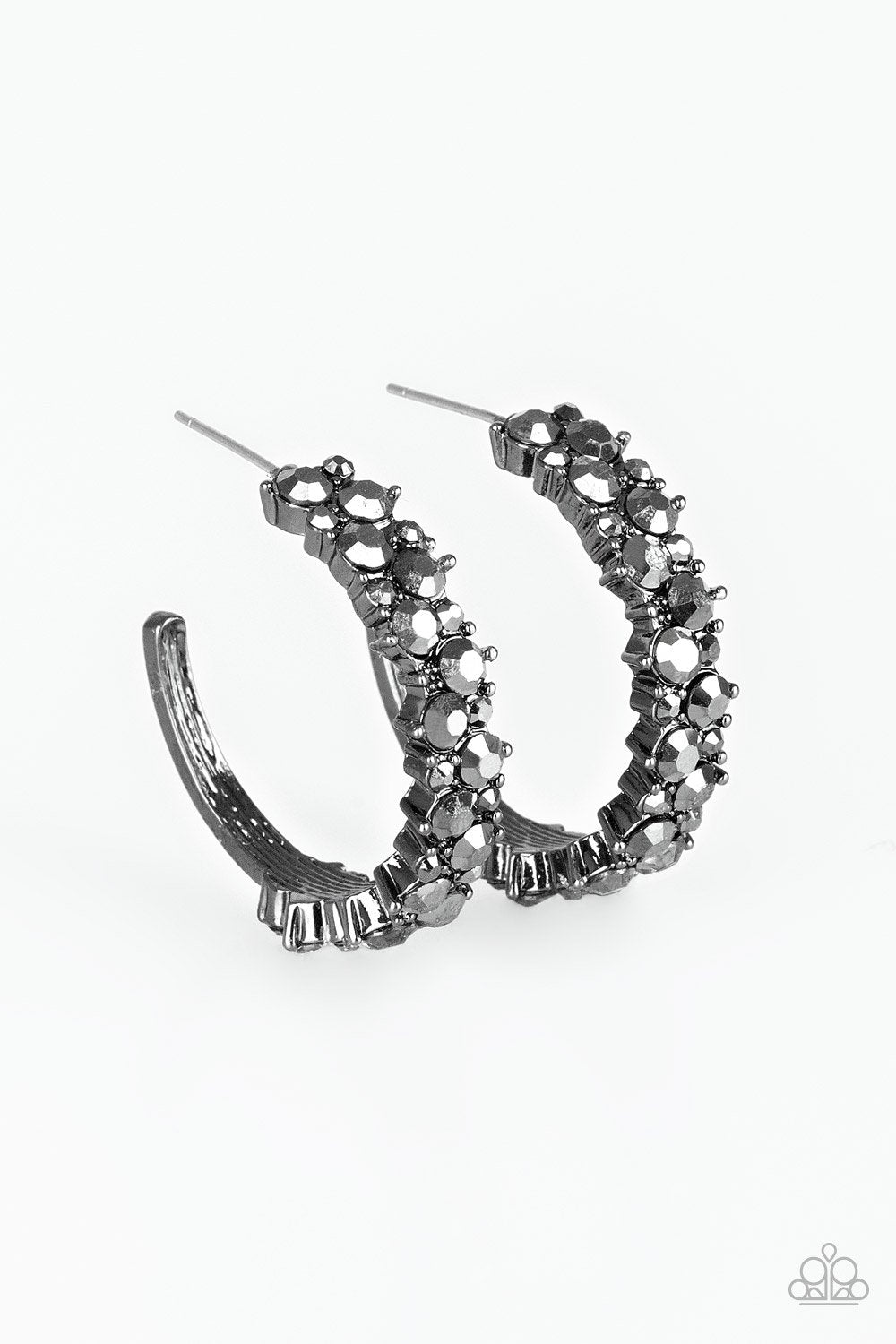 Glitter Galaxy Black Hoop Earrings - Paparazzi Accessories-CarasShop.com - $5 Jewelry by Cara Jewels