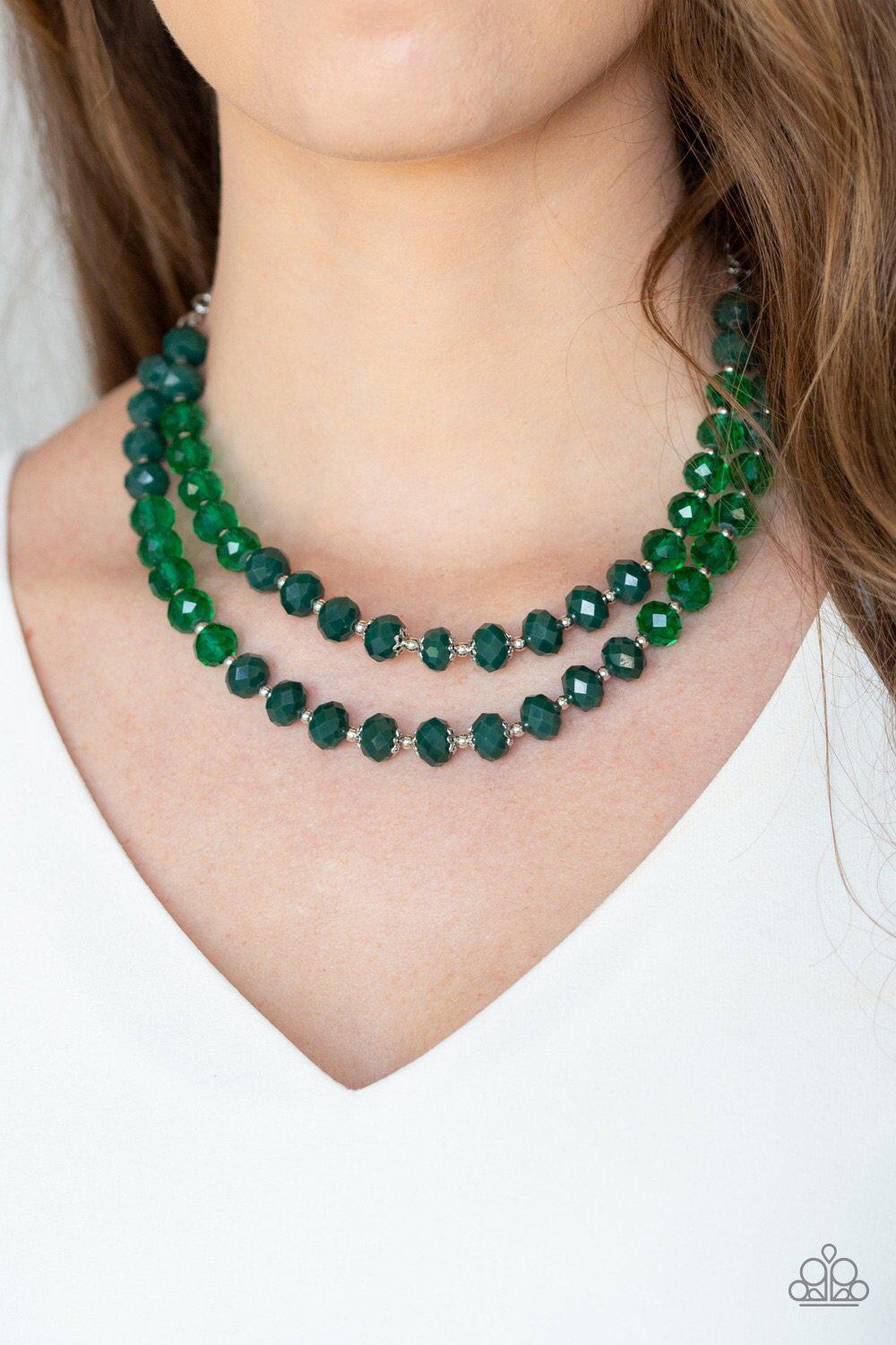 Glitter Gratitude Green Necklace - Paparazzi Accessories - model -CarasShop.com - $5 Jewelry by Cara Jewels