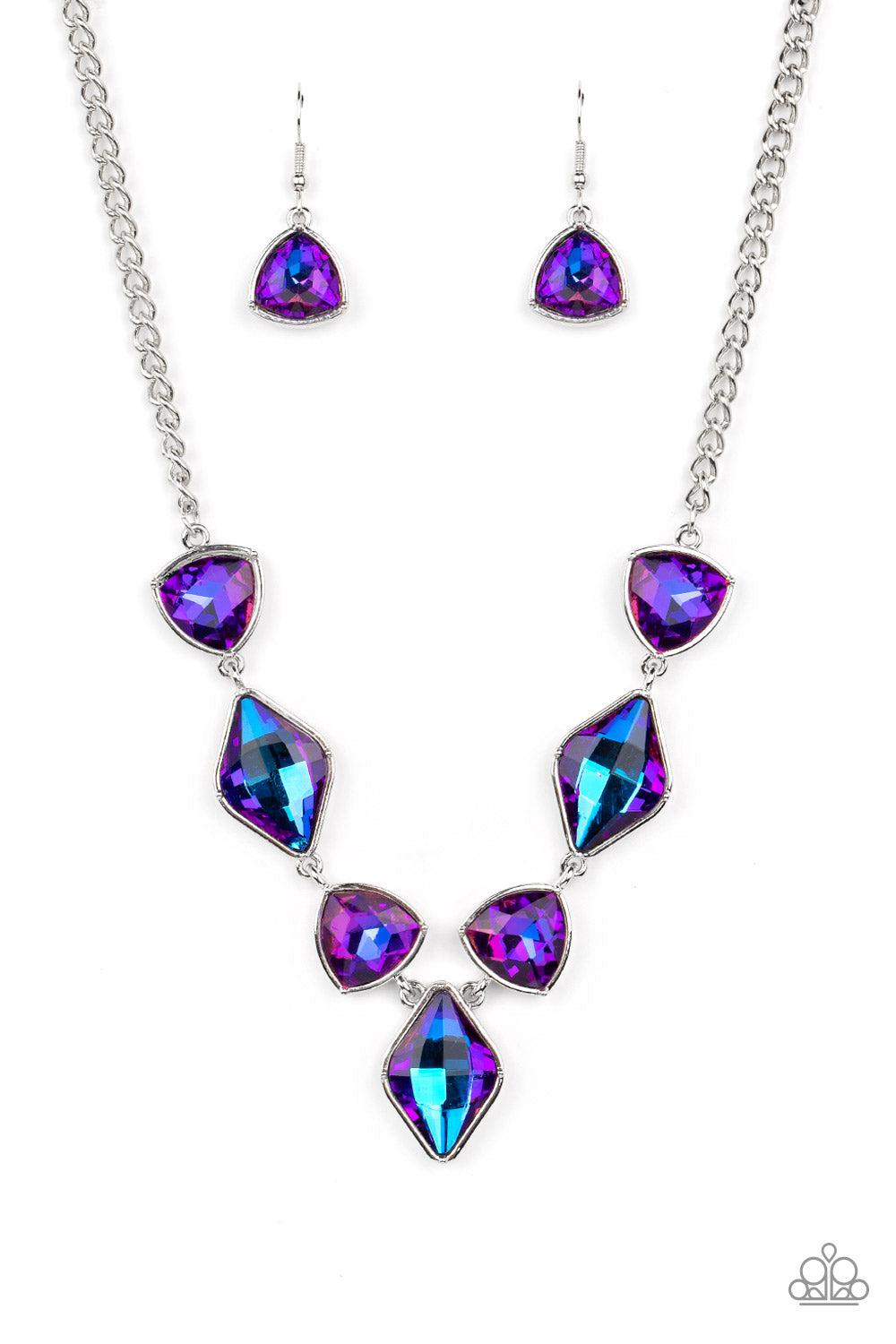 Glittering Geometrics Blue Necklace - Paparazzi Accessories- lightbox - CarasShop.com - $5 Jewelry by Cara Jewels