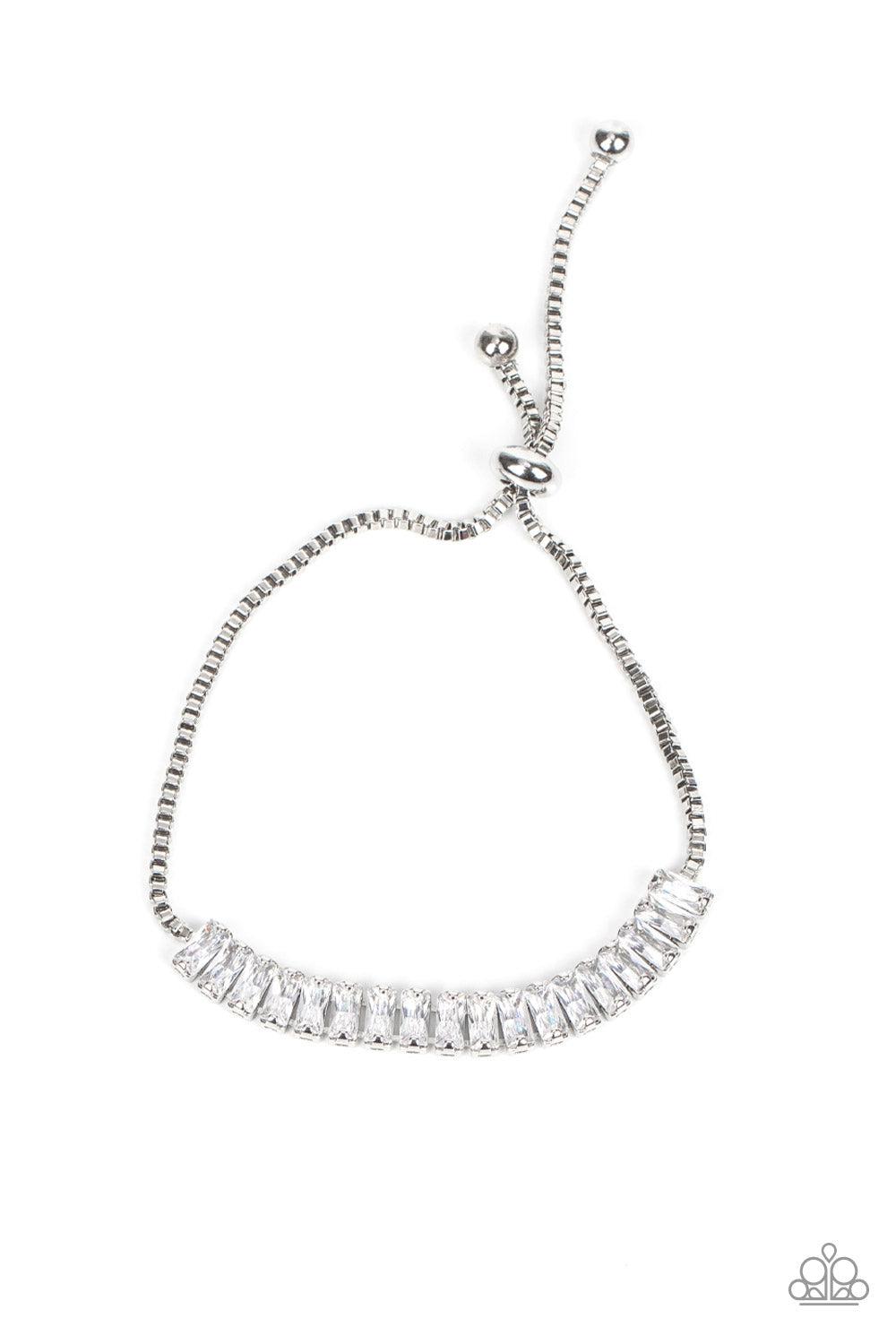 Glitz and Glimmer White Rhinestone Slide Bracelet - Paparazzi Accessories- lightbox - CarasShop.com - $5 Jewelry by Cara Jewels
