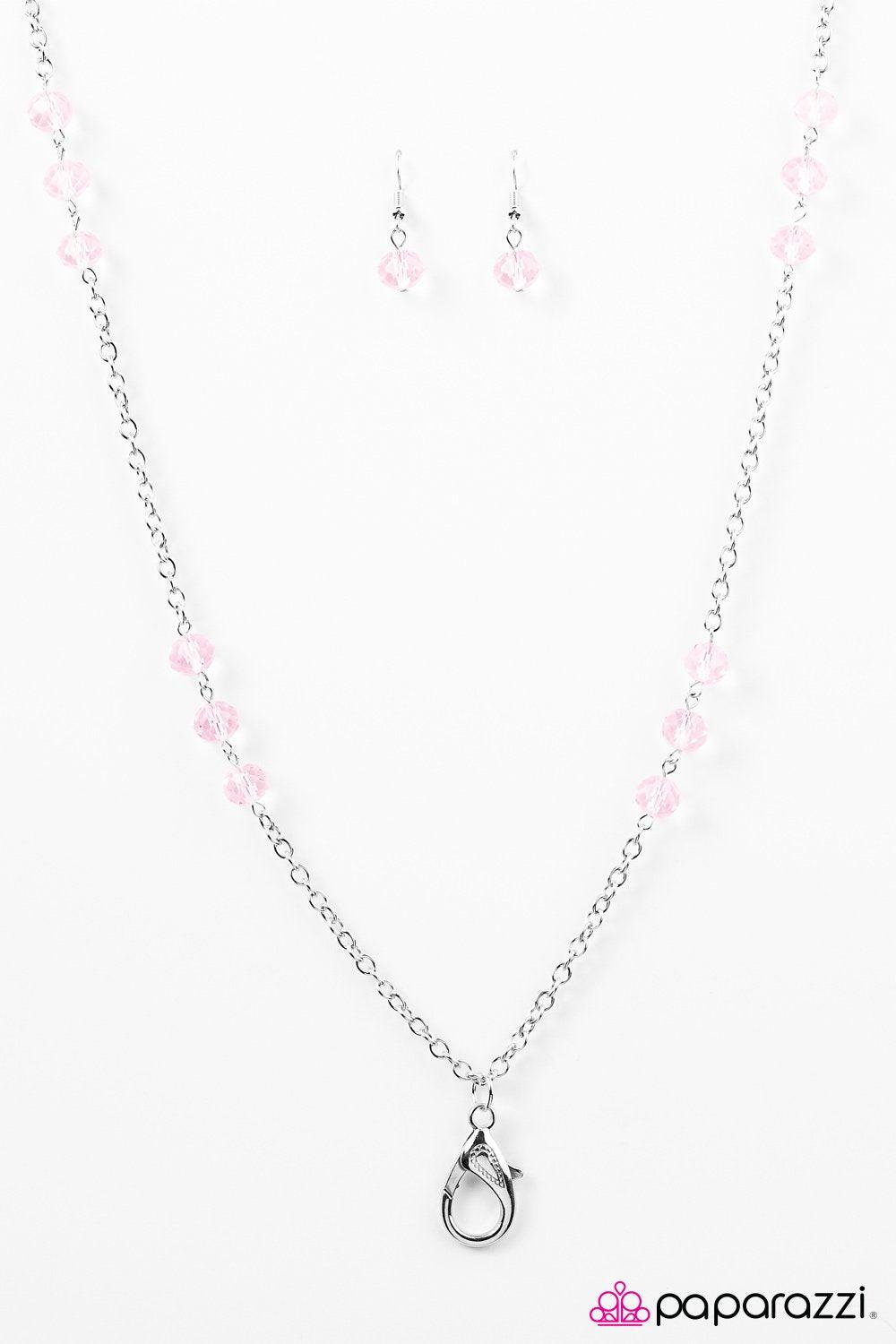 Glitzy-est Of Them All Pink Lanyard Necklace - Paparazzi Accessories-CarasShop.com - $5 Jewelry by Cara Jewels