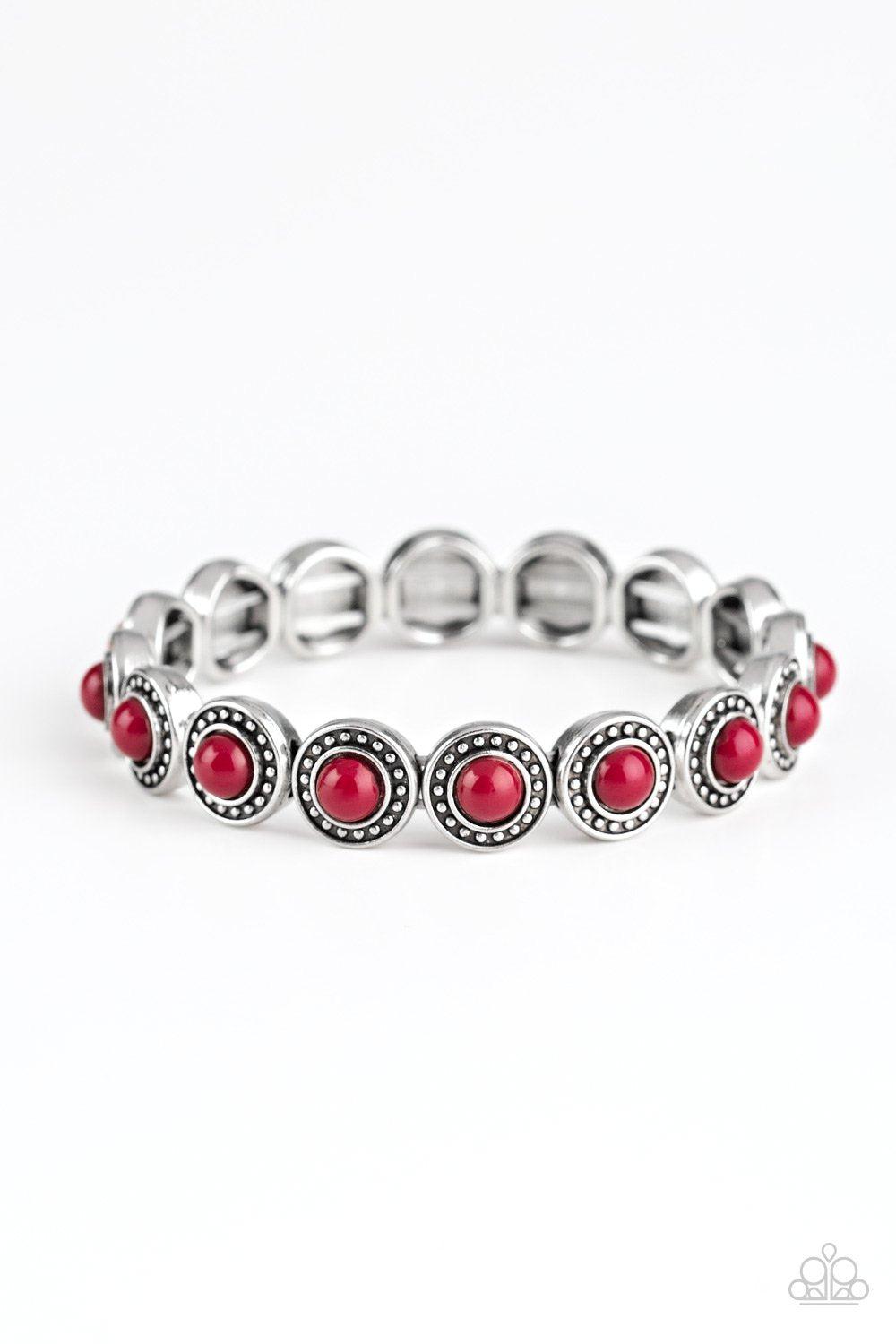 Globetrotter Goals Red and Silver Bracelet - Paparazzi Accessories - lightbox -CarasShop.com - $5 Jewelry by Cara Jewels