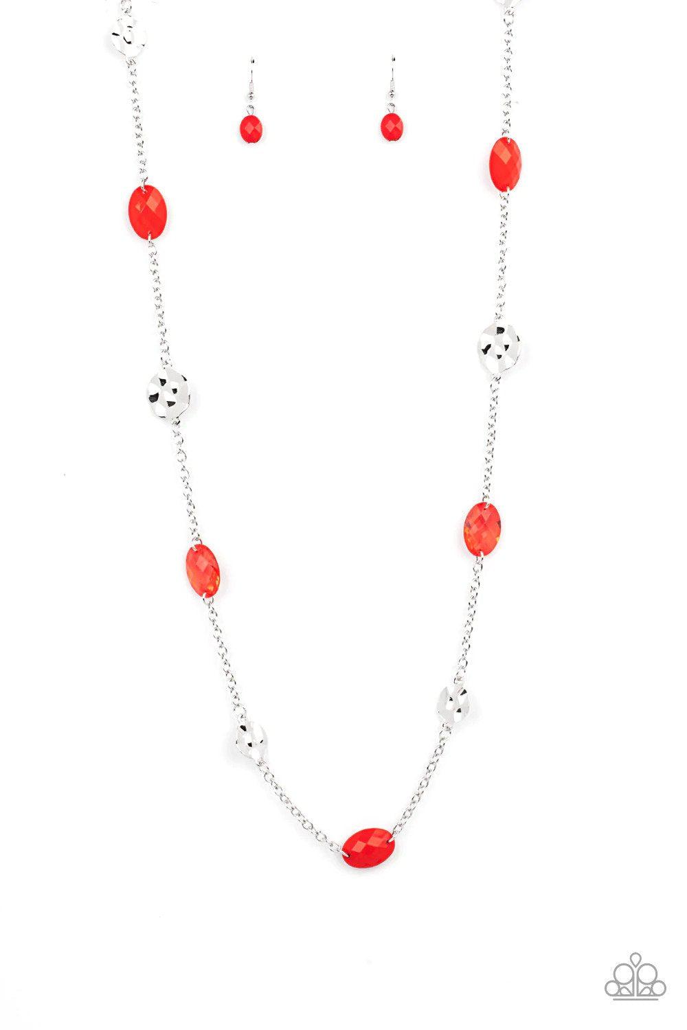 Glossy Glamorous Red Necklace - Paparazzi Accessories- lightbox - CarasShop.com - $5 Jewelry by Cara Jewels