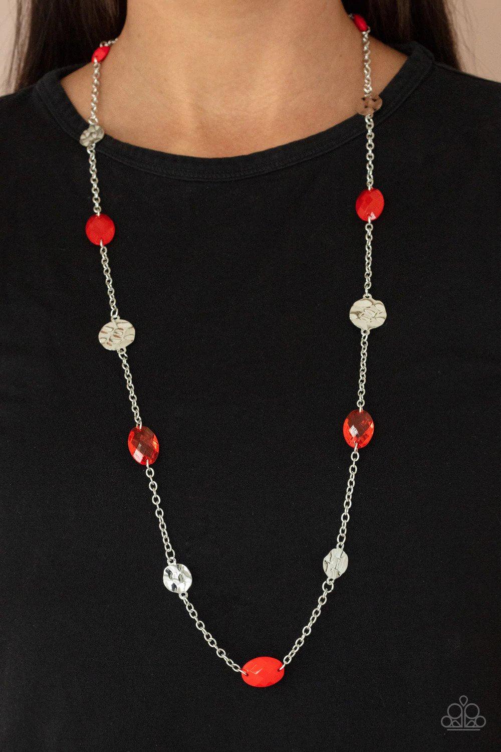 Glossy Glamorous Red Necklace - Paparazzi Accessories- lightbox - CarasShop.com - $5 Jewelry by Cara Jewels