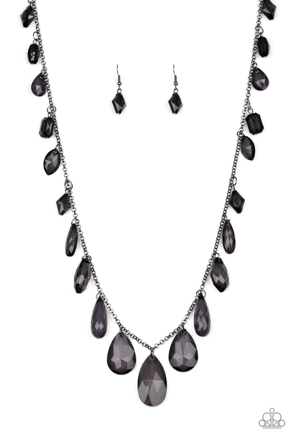 GLOW And Steady Wins The Race Black Necklace - Paparazzi Accessories-CarasShop.com - $5 Jewelry by Cara Jewels