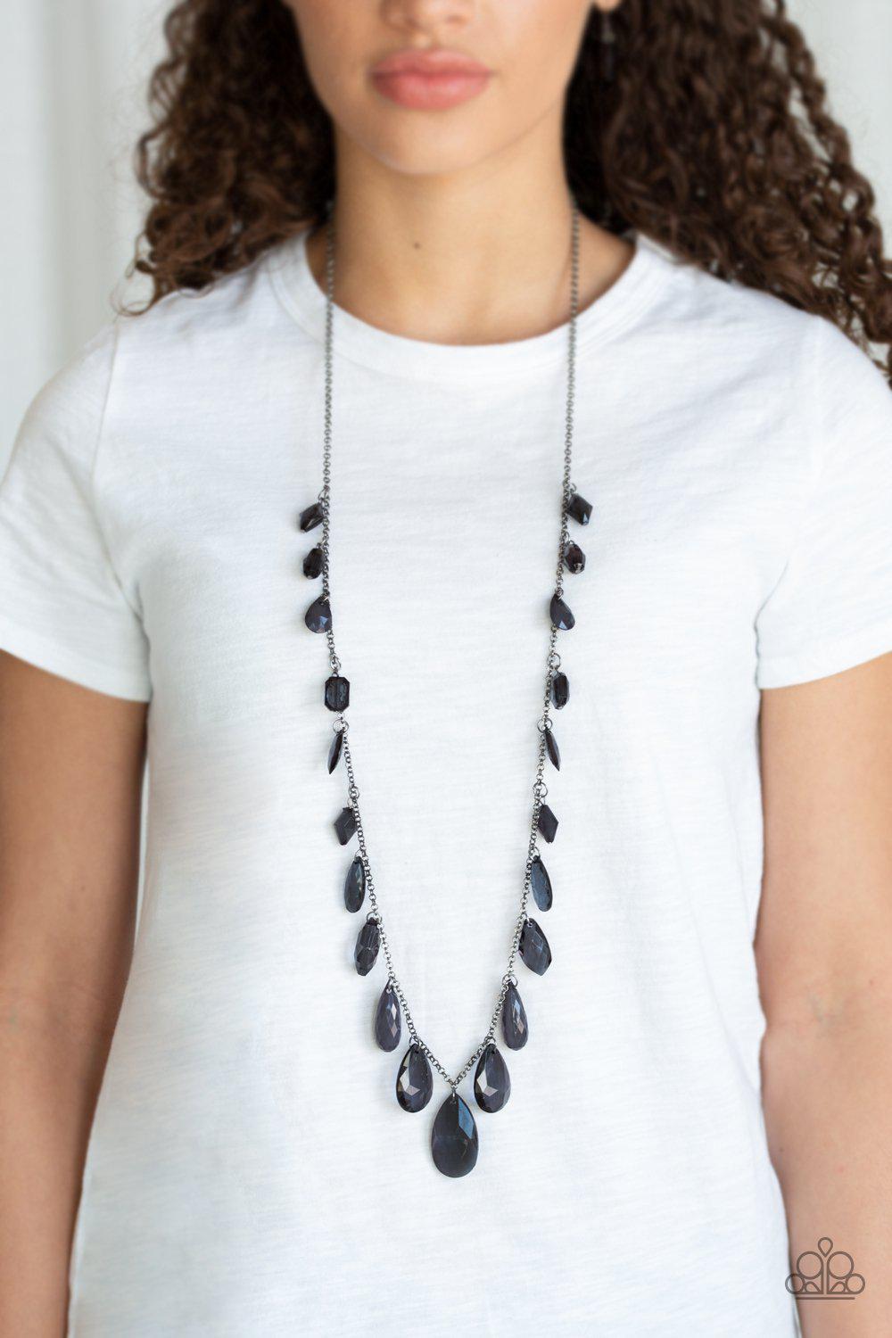 GLOW And Steady Wins The Race Black Necklace - Paparazzi Accessories-CarasShop.com - $5 Jewelry by Cara Jewels