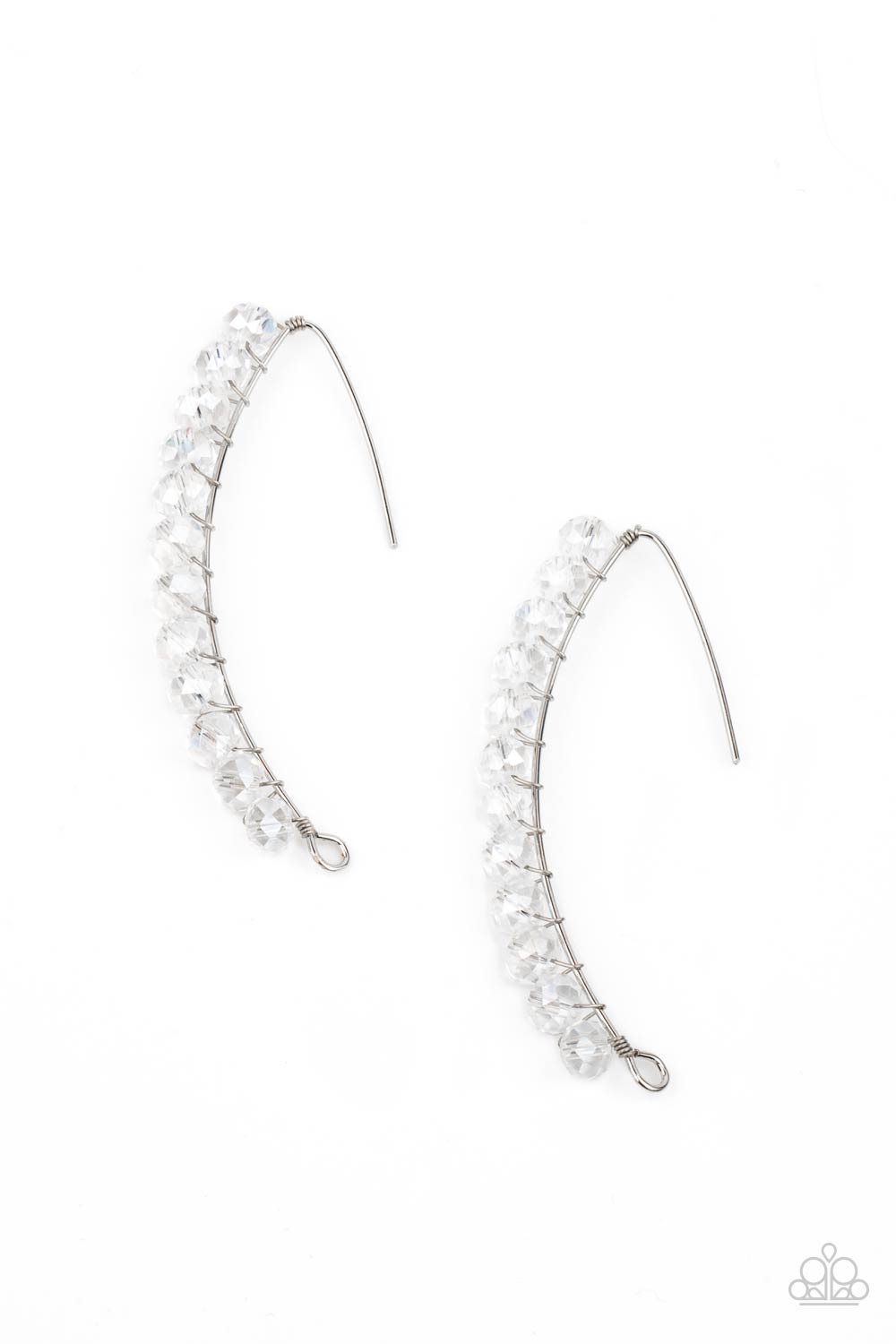 GLOW Hanging Fruit Iridescent White Rhinestone Post Earrings - Paparazzi Accessories- lightbox - CarasShop.com - $5 Jewelry by Cara Jewels