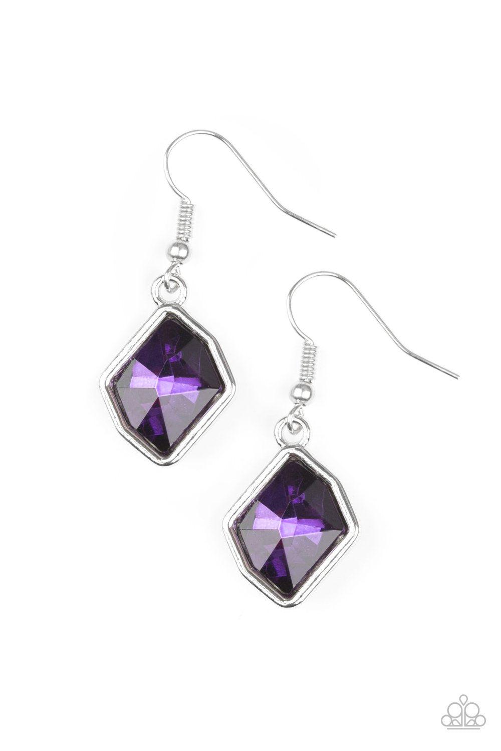 Glow It Up Purple Gem Earrings - Paparazzi Accessories-CarasShop.com - $5 Jewelry by Cara Jewels