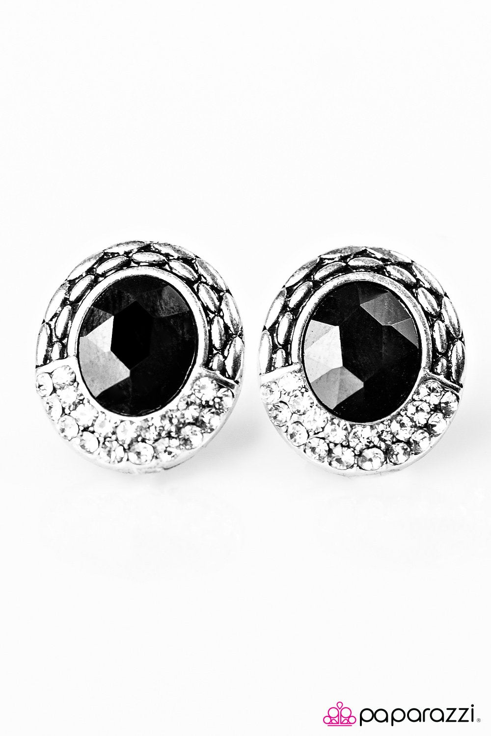 Go Go Glitter Black Post Earrings - Paparazzi Accessories-CarasShop.com - $5 Jewelry by Cara Jewels