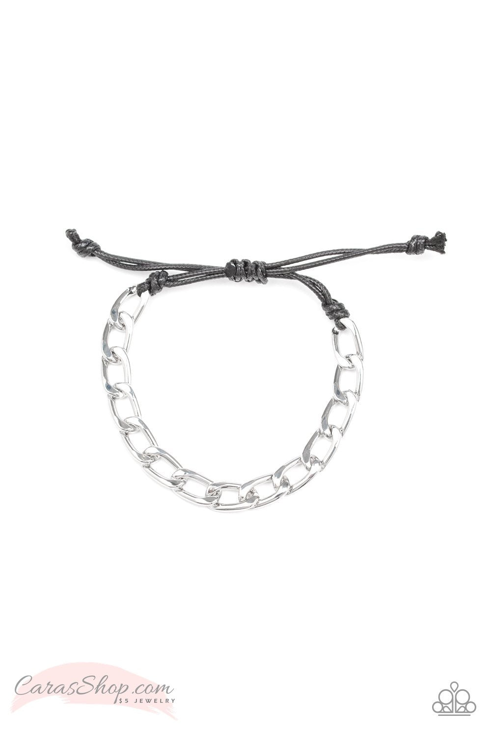 Goalpost Men&#39;s Silver Chain Knot Bracelet - Paparazzi Accessories-CarasShop.com - $5 Jewelry by Cara Jewels
