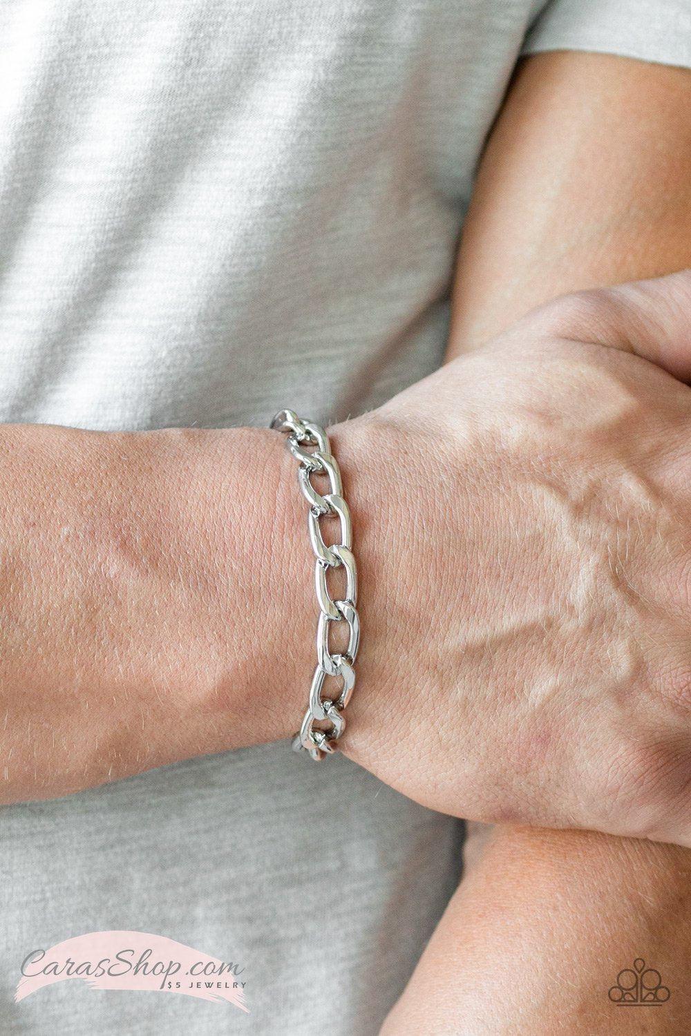 Goalpost Men's Silver Chain Knot Bracelet - Paparazzi Accessories-CarasShop.com - $5 Jewelry by Cara Jewels