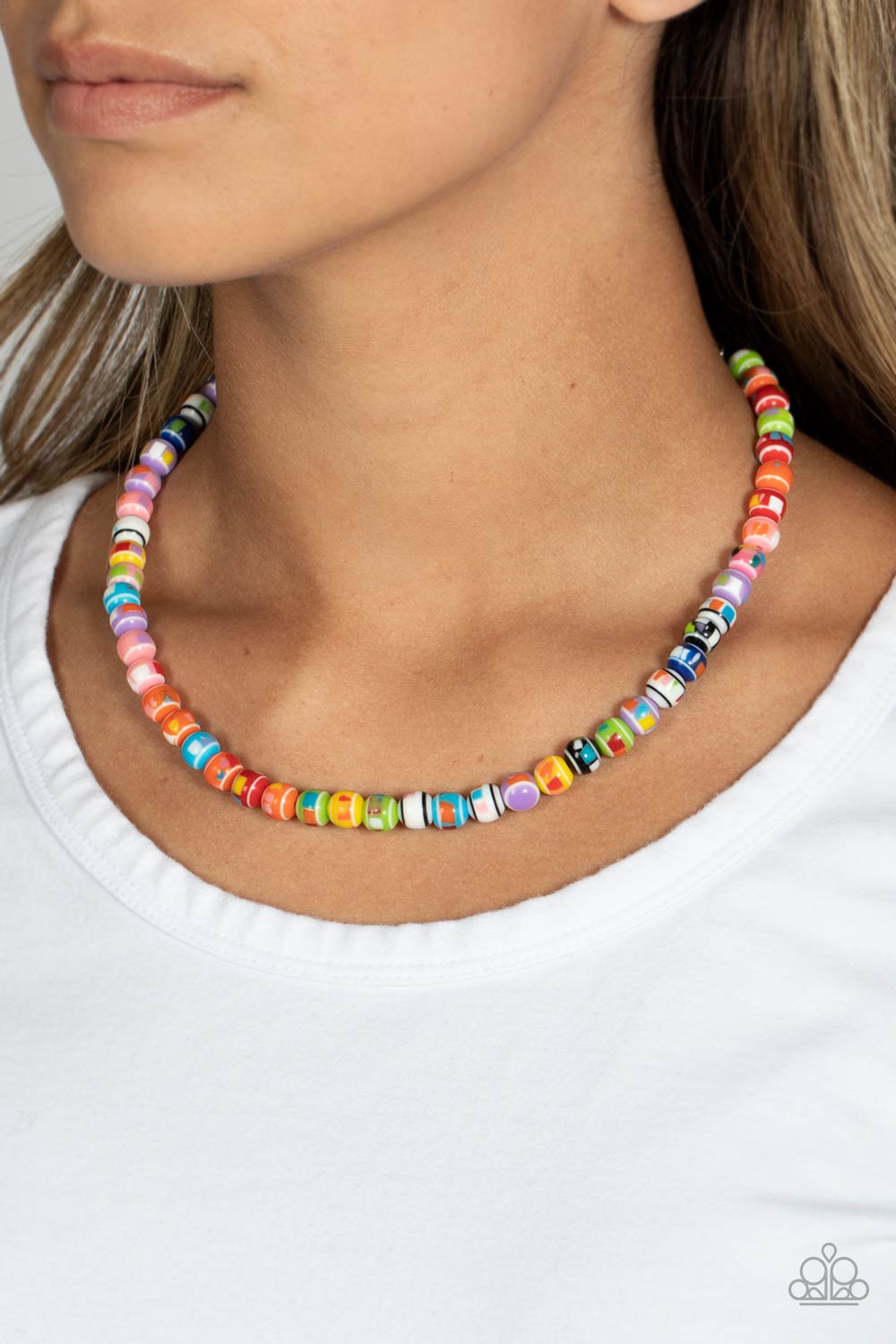 Gobstopper Glamour Multi Necklace - Paparazzi Accessories-on model - CarasShop.com - $5 Jewelry by Cara Jewels