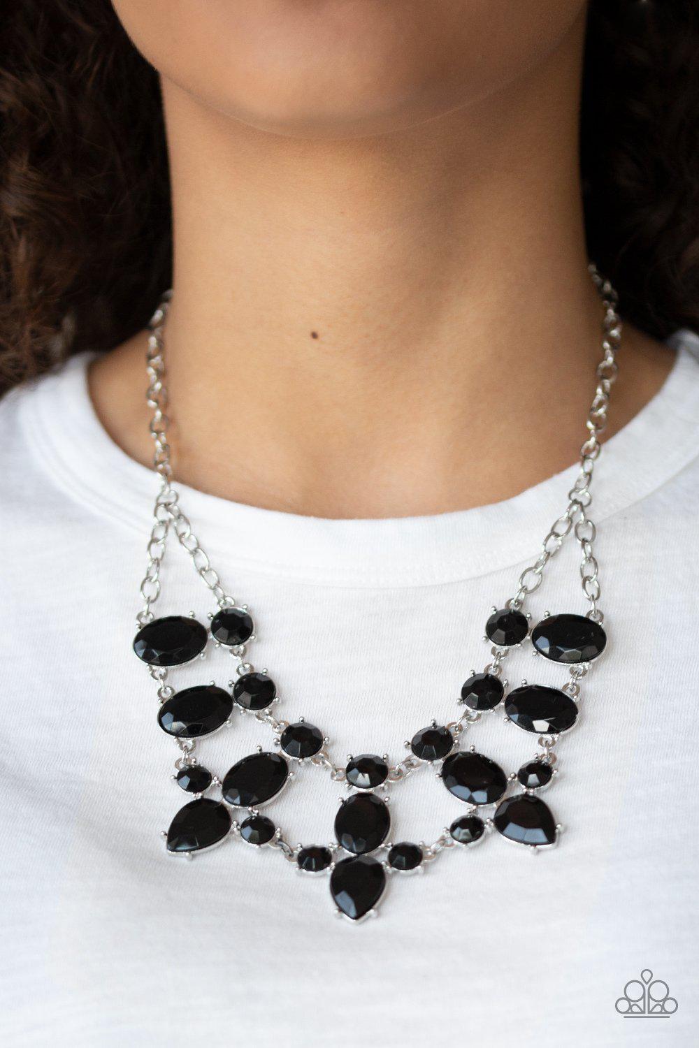 Goddess Glow Black Necklace - Paparazzi Accessories - model -CarasShop.com - $5 Jewelry by Cara Jewels