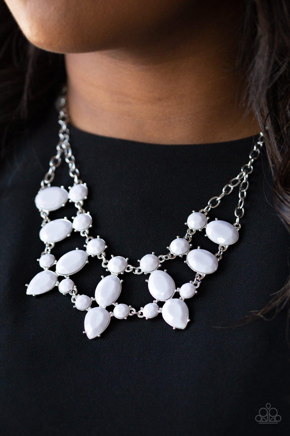 Goddess Glow Silver Necklace - Paparazzi Accessories - model -CarasShop.com - $5 Jewelry by Cara Jewels