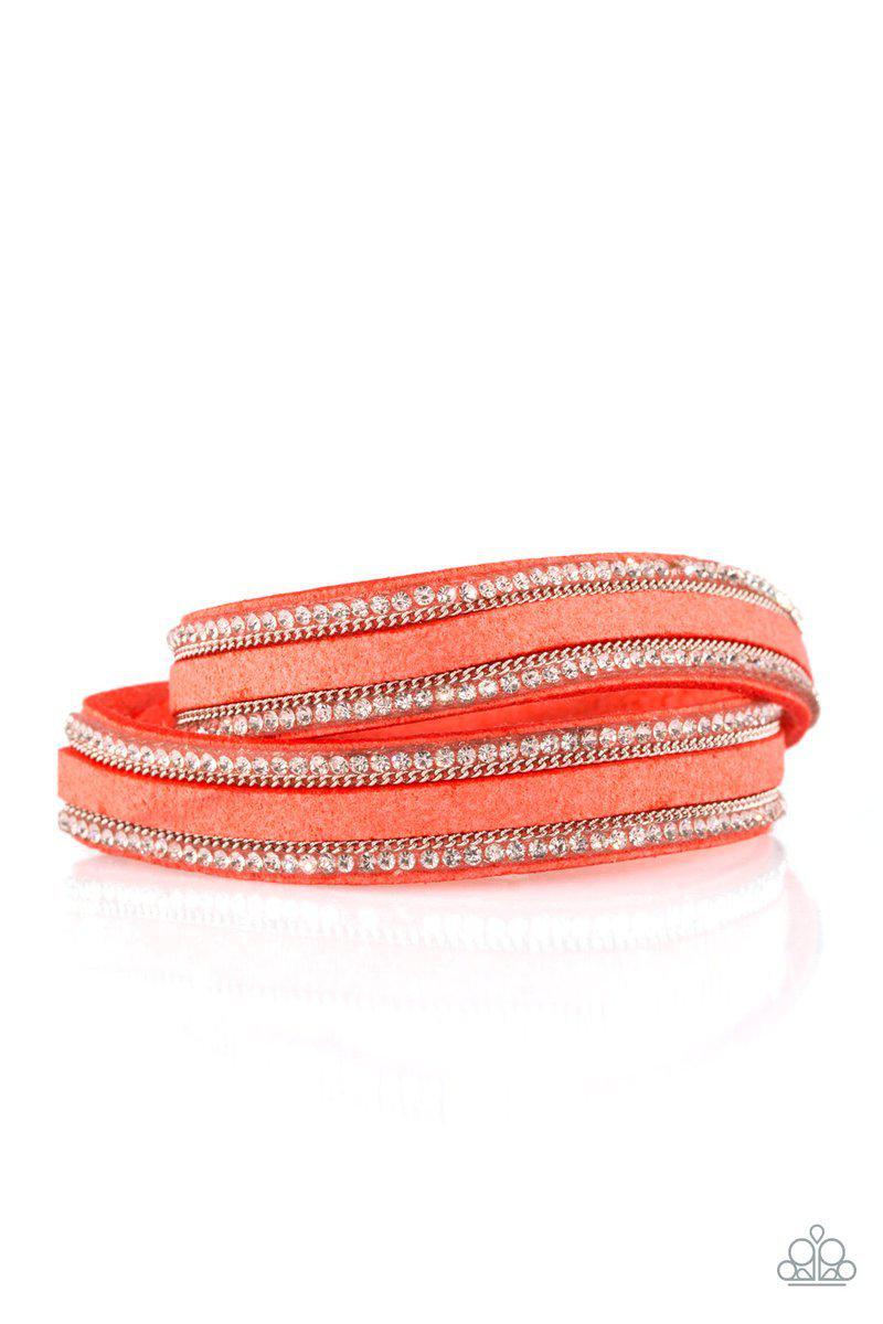 Going for Glam Orange Urban Double Wrap Snap Bracelet - Paparazzi Accessories-CarasShop.com - $5 Jewelry by Cara Jewels