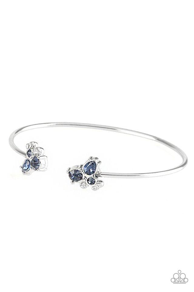 Going for Glitter Blue Rhinestone Cuff Bracelet - Paparazzi Accessories- lightbox - CarasShop.com - $5 Jewelry by Cara Jewels