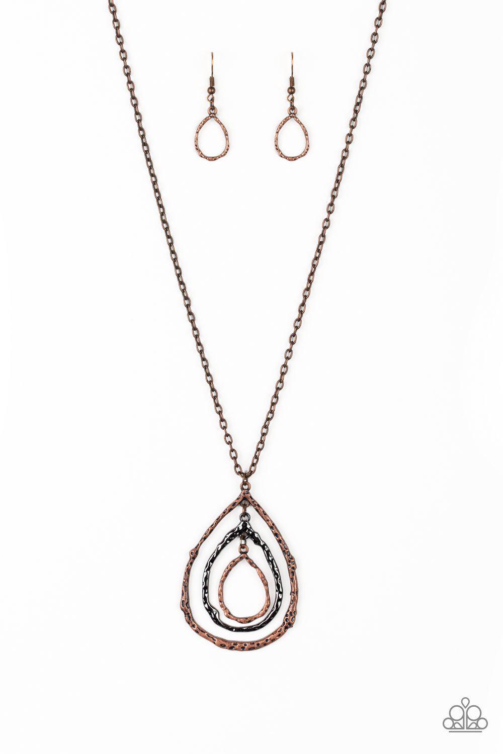 Going For Grit Copper Teardrop Necklace - Paparazzi Accessories - lightbox -CarasShop.com - $5 Jewelry by Cara Jewels