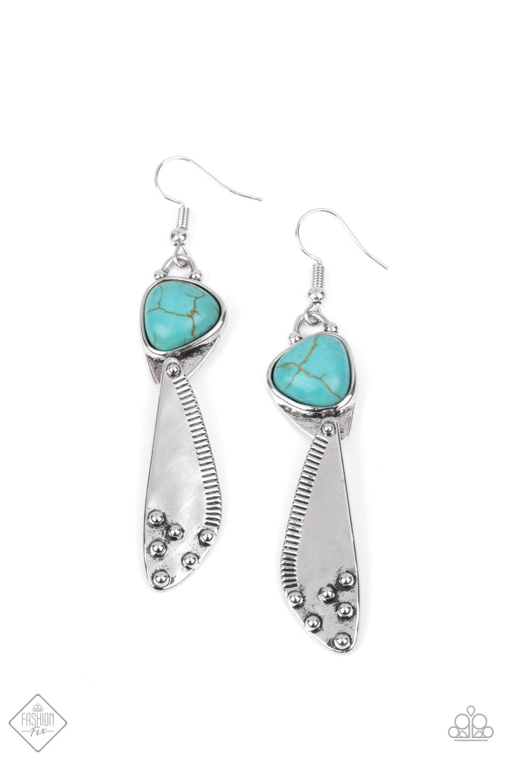 Going-Green Goddess Turquoise Blue and Silver Earrings - Paparazzi Accessories - lightbox -CarasShop.com - $5 Jewelry by Cara Jewels