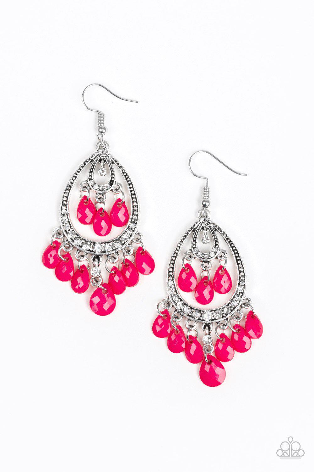 Gorgeously Genie Pink Earrings - Paparazzi Accessories - lightbox -CarasShop.com - $5 Jewelry by Cara Jewels