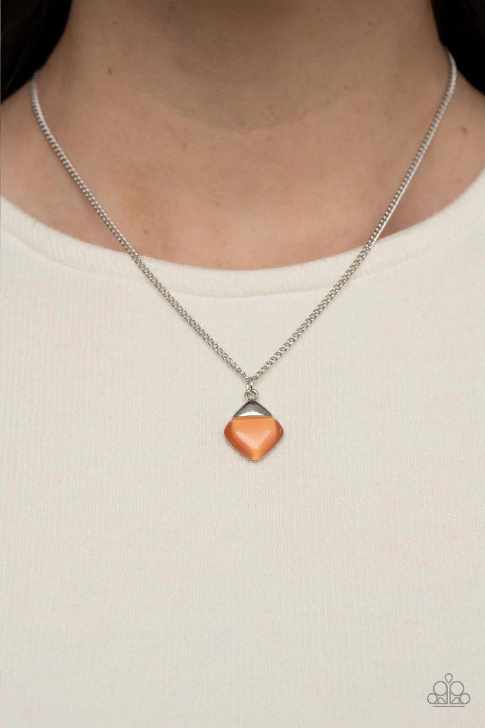 Gracefully Gemstone Orange Necklace - Paparazzi Accessories- on model - CarasShop.com - $5 Jewelry by Cara Jewels
