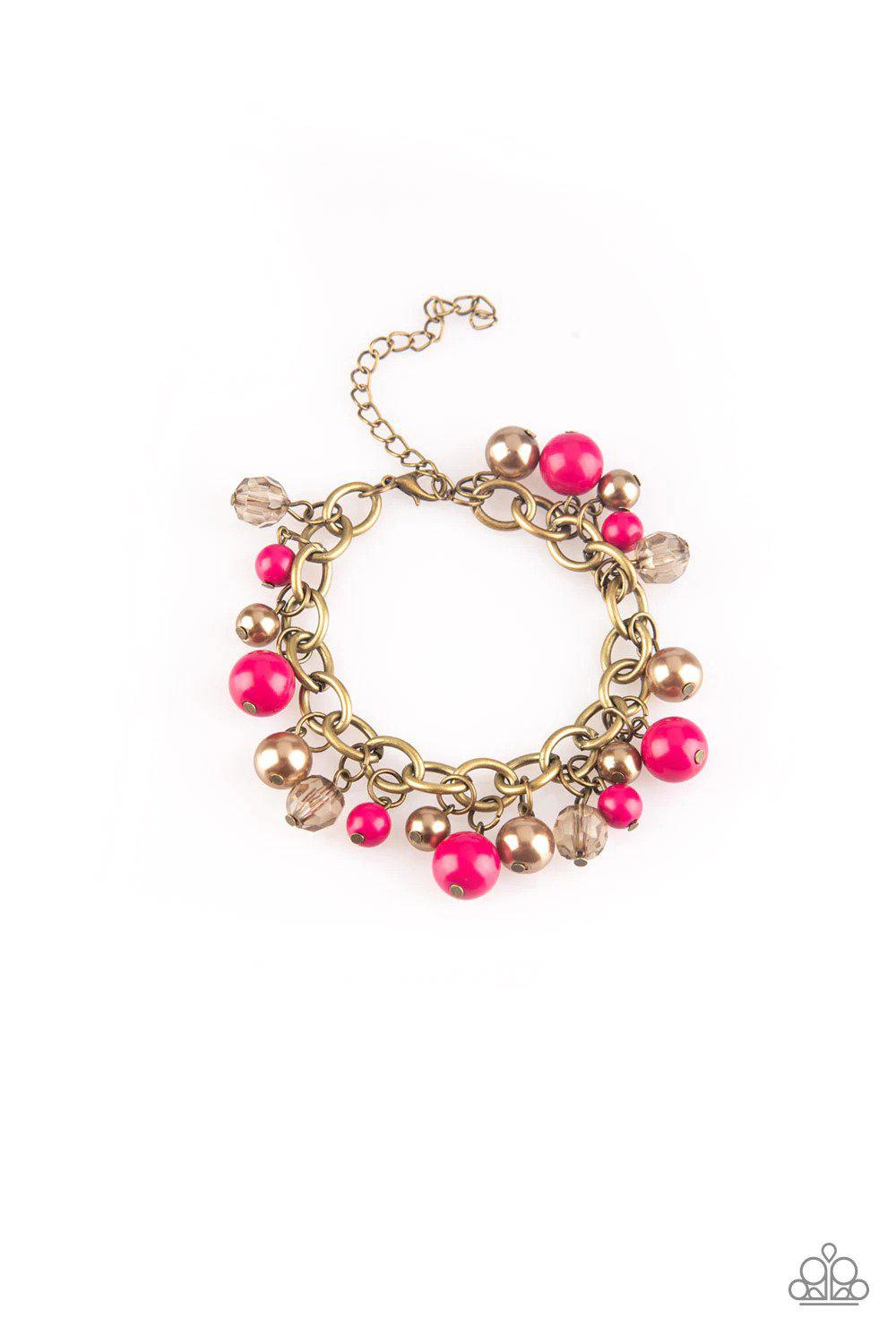 Grit and Glamour Pink and Brass Bracelet - Paparazzi Accessories- lightbox - CarasShop.com - $5 Jewelry by Cara Jewels